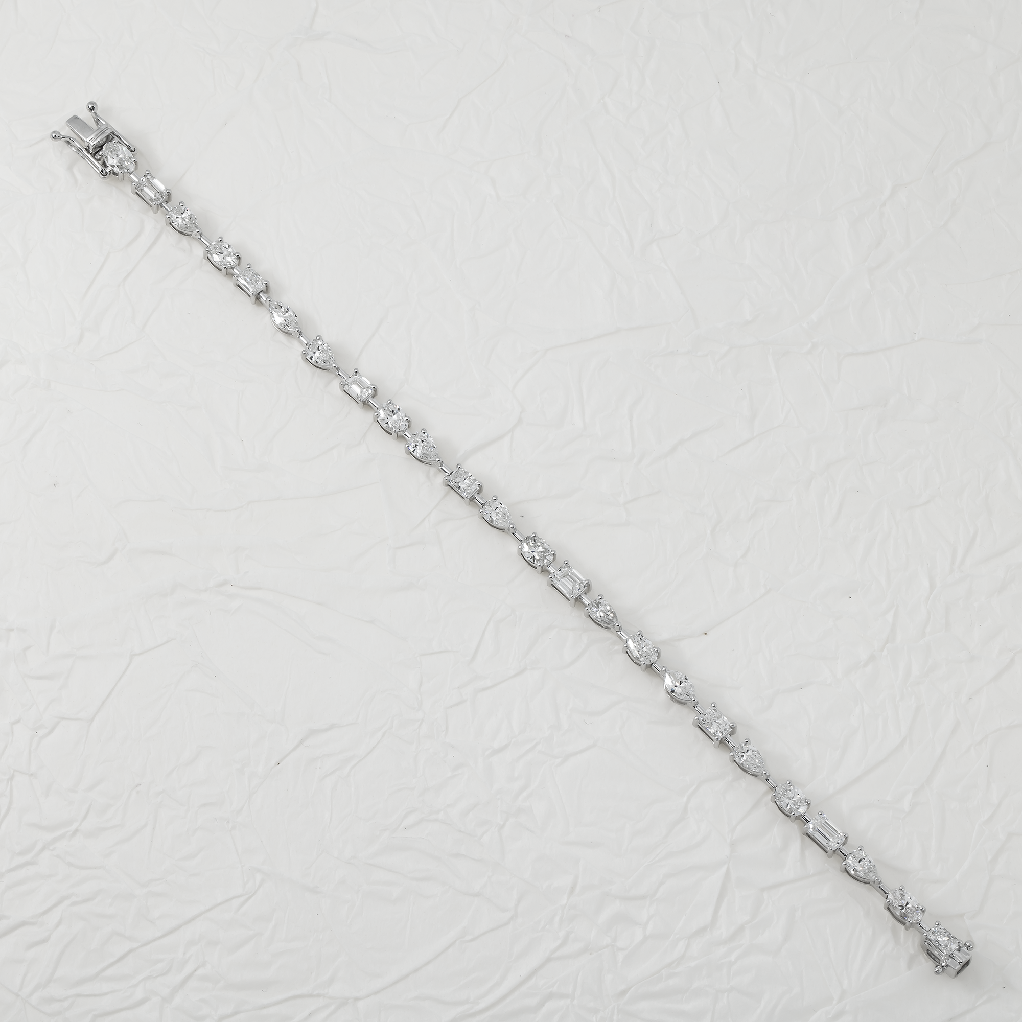 14K White Gold Multi Cut Diamond Satellite Bracelet 7.42Ct Bracelets