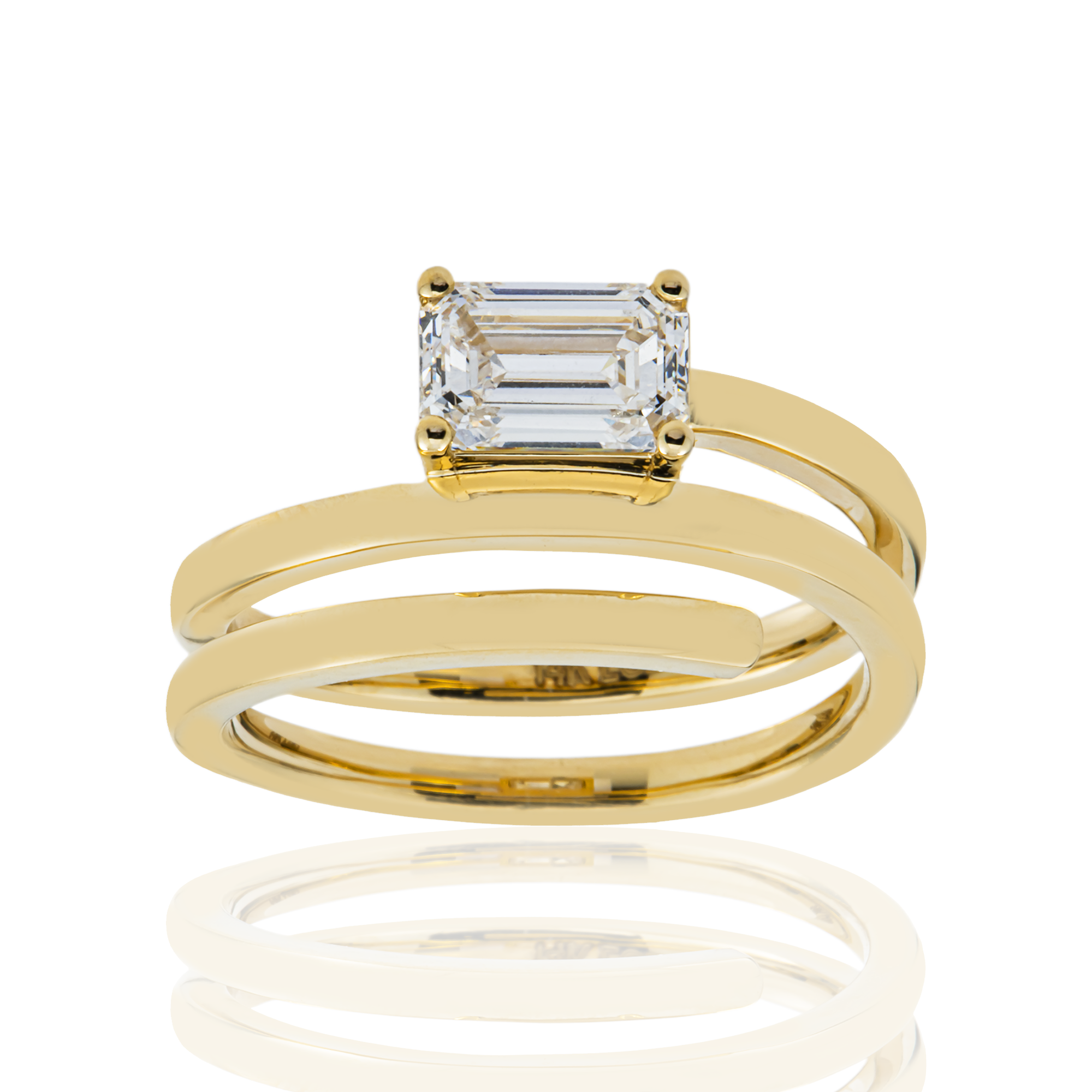 14K Yellow Gold Emerald Diamond Spiral Wrap Ring 1.09ct