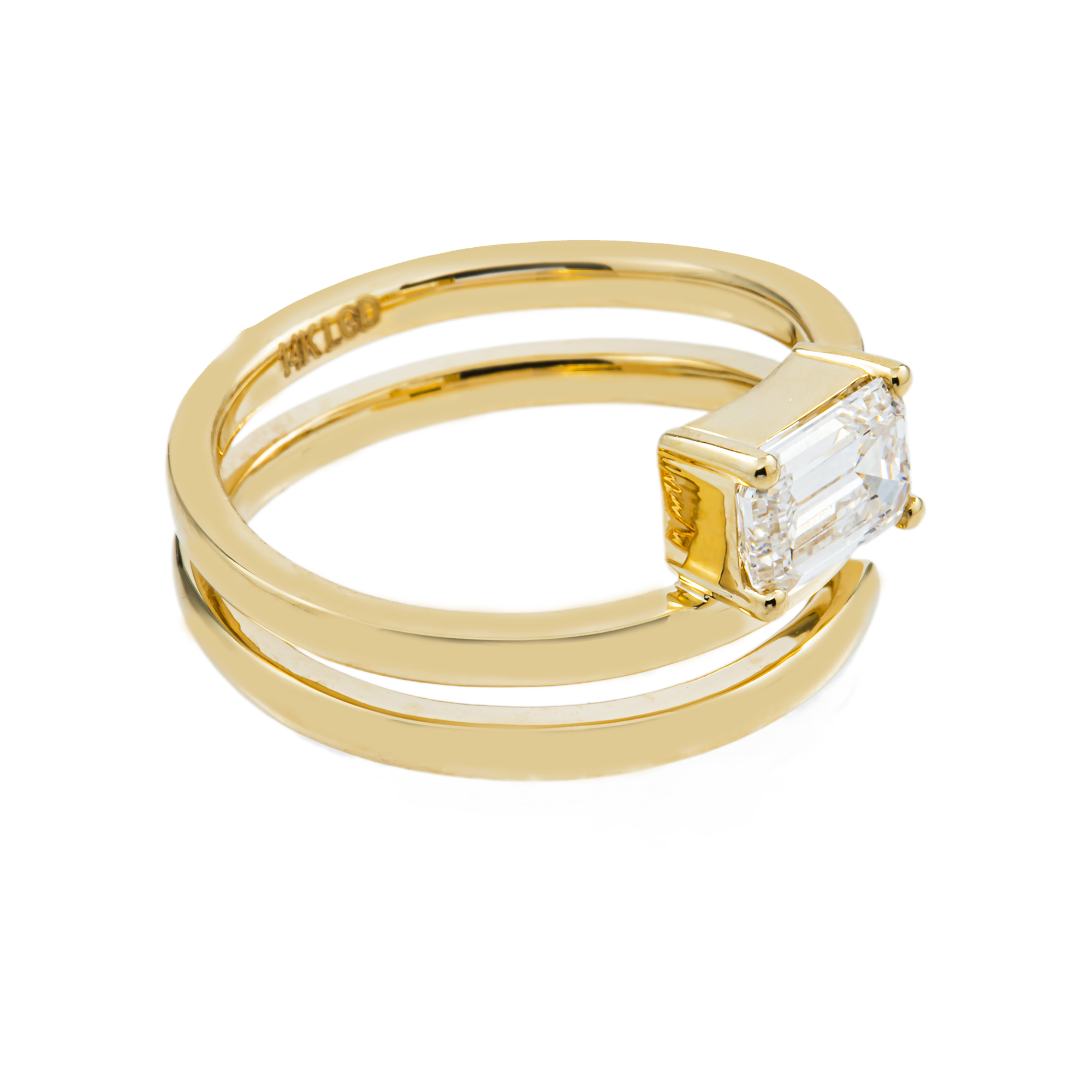 14K Yellow Gold Emerald Diamond Spiral Wrap Ring 1.09ct