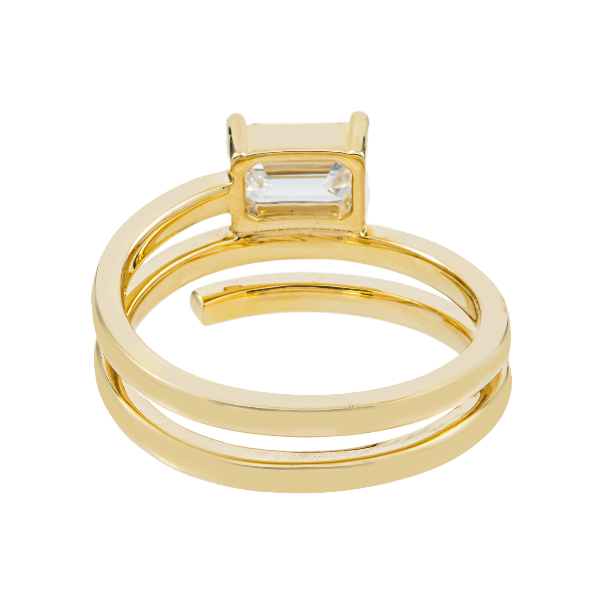 14K Yellow Gold Emerald Diamond Spiral Wrap Ring 1.09ct