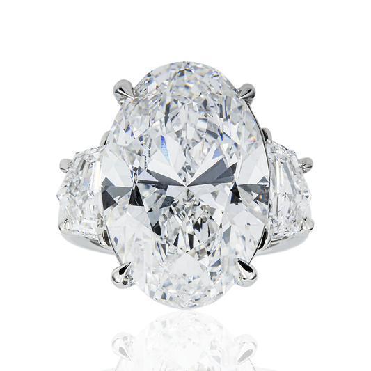 Platinum 15.25ct Oval Cut Diamond Engagement Ring 17.14ctw