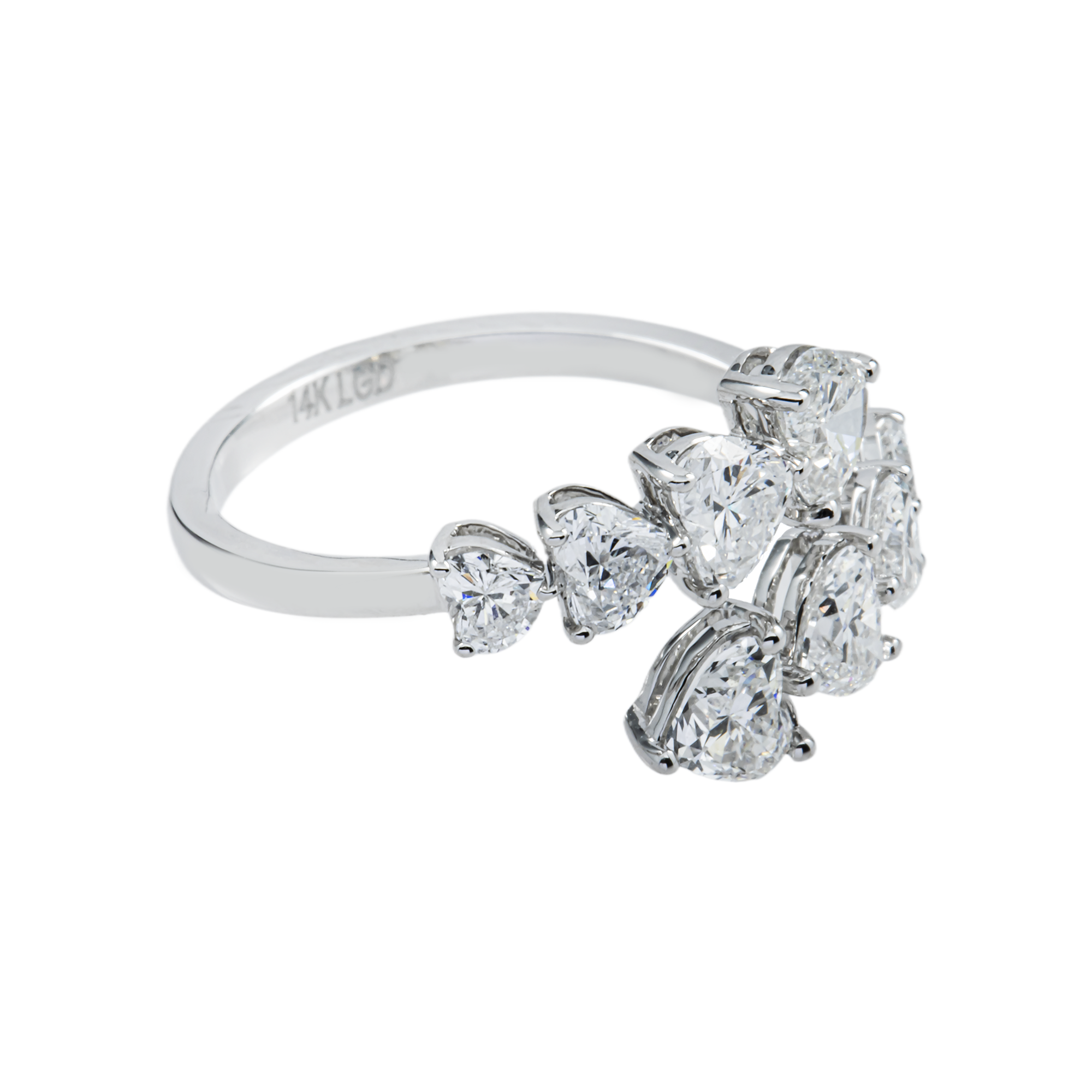 14K White Gold Heart Cut Diamond Wrap Ring 2.51ctw