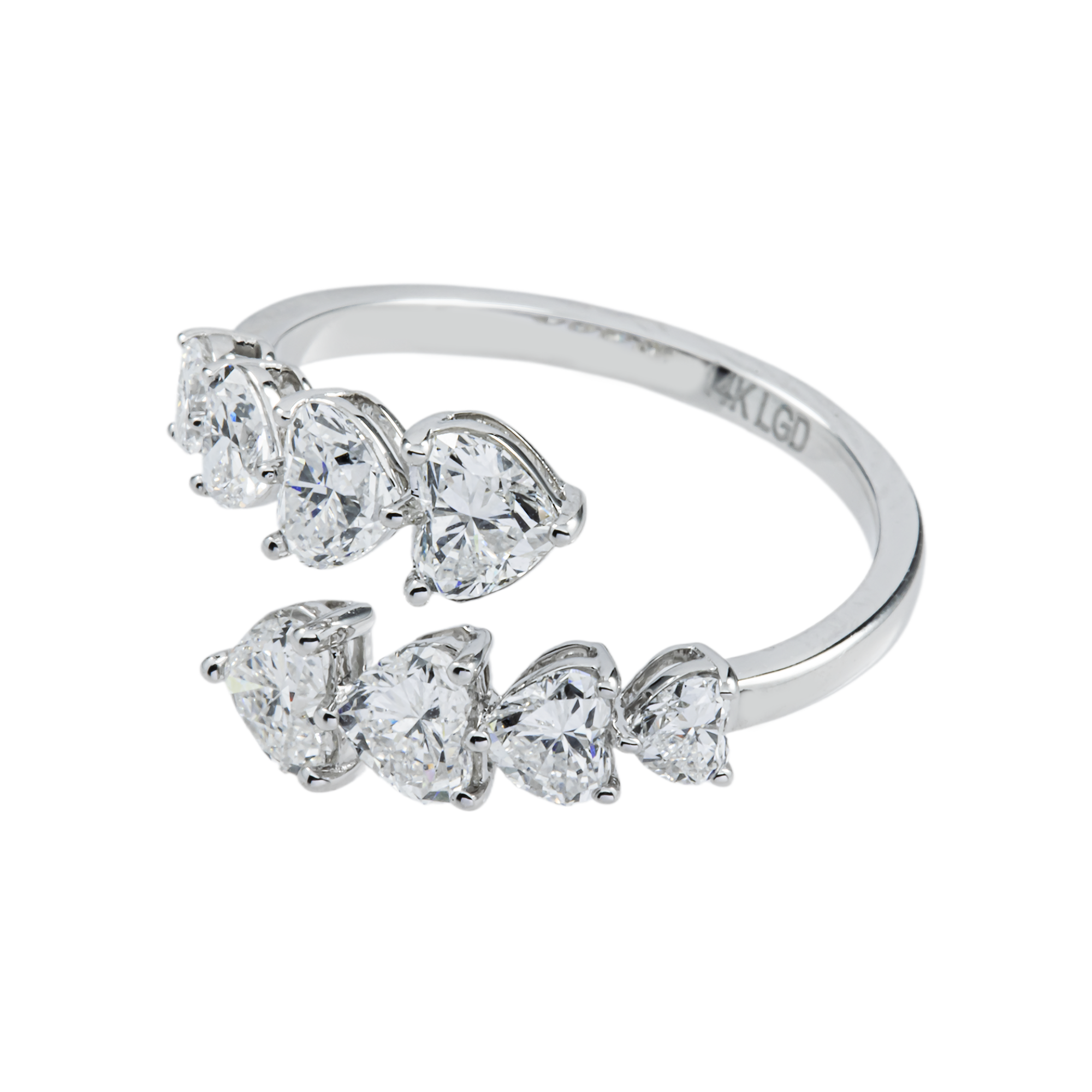 14K White Gold Heart Cut Diamond Wrap Ring 2.51ctw