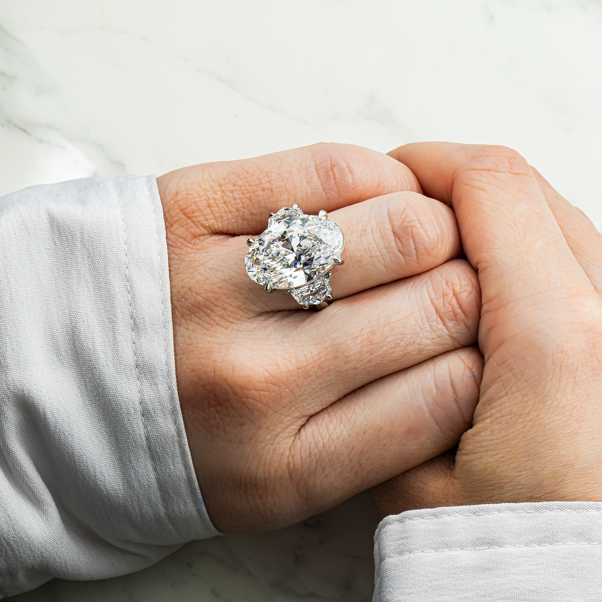 Platinum 15.25ct Oval Cut Diamond Engagement Ring 17.14ctw