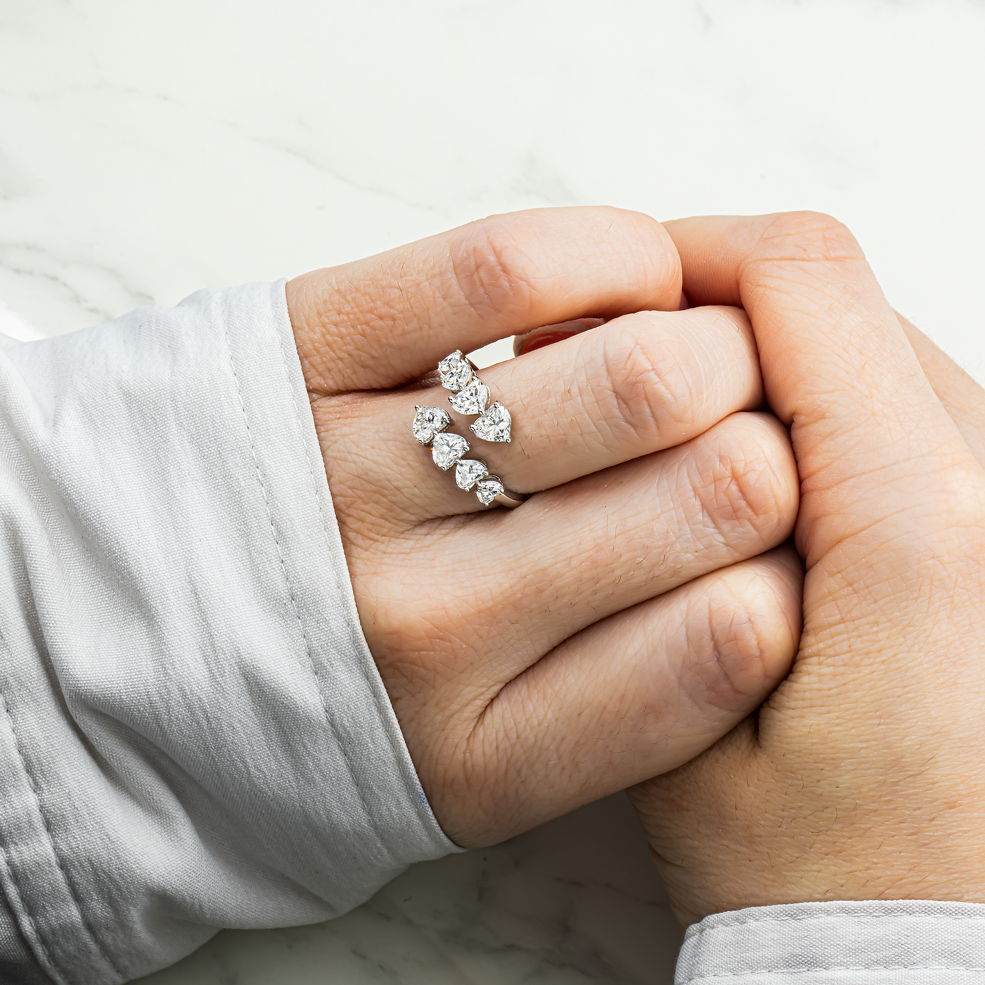 14K White Gold Heart Cut Diamond Wrap Ring 2.51ctw