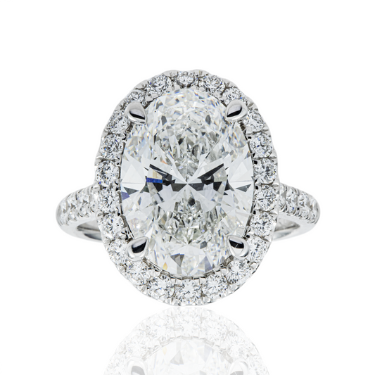 18K White Gold 5.07ct Oval Cut Diamond Engagement Ring 5.97ctw