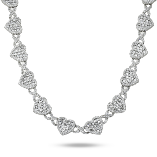 14K White Gold "Infinite Love" Asscher Cut Diamond Necklace 37.65ct