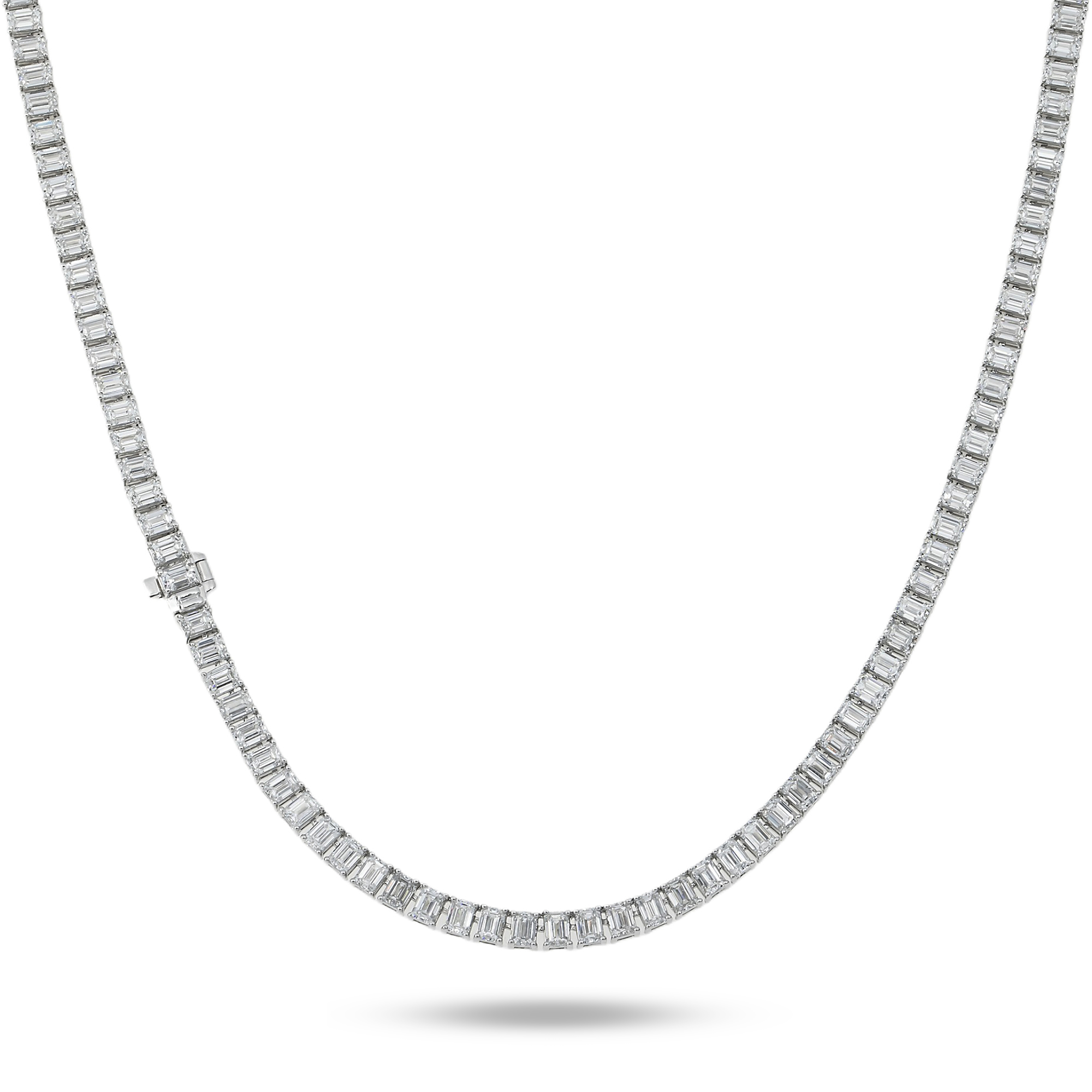 14K White Gold Emerald Cut Diamond Tennis Chain 21.04Ct Chains