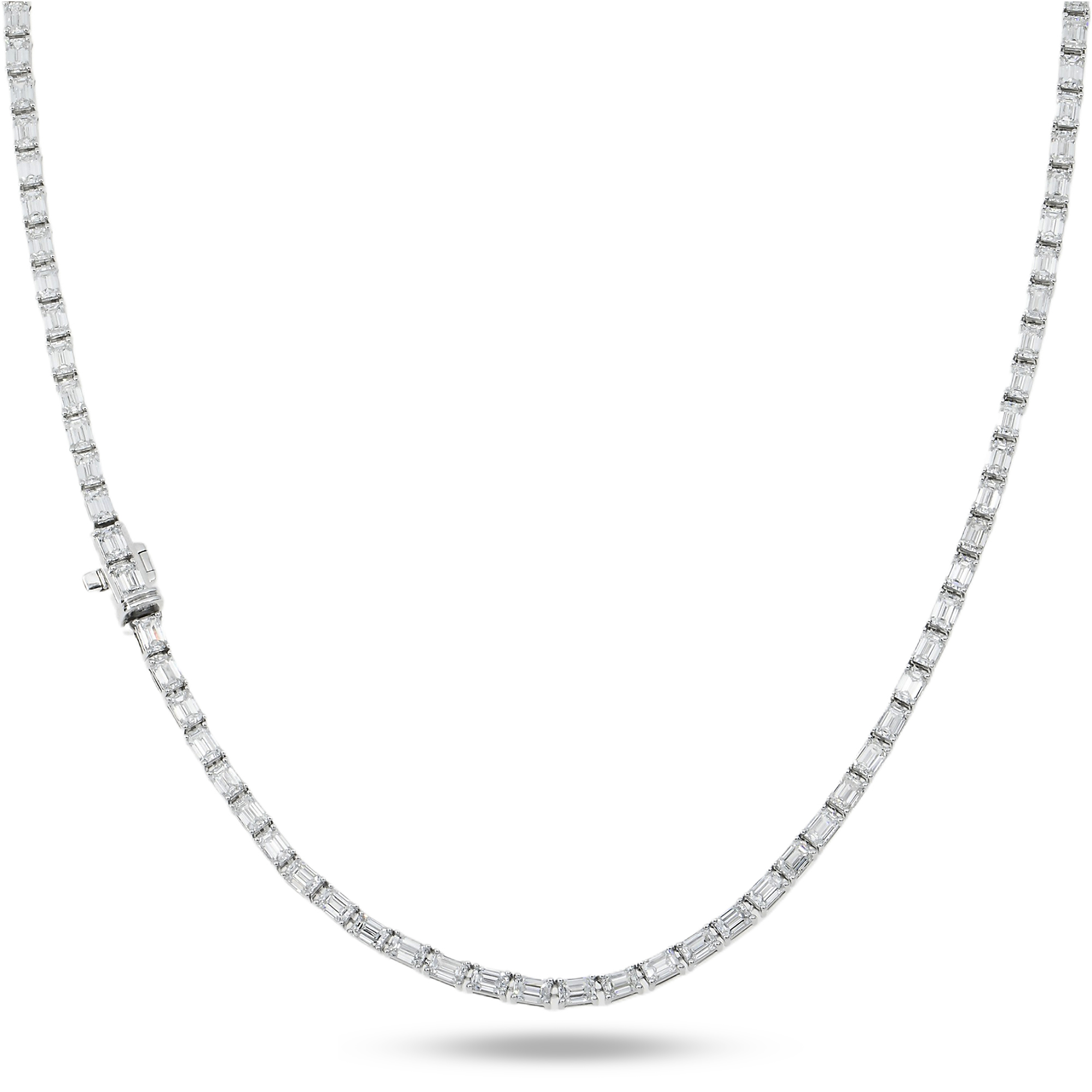 14K White Gold Emerald Cut Diamond Tennis Chain 16.19Ct Chains