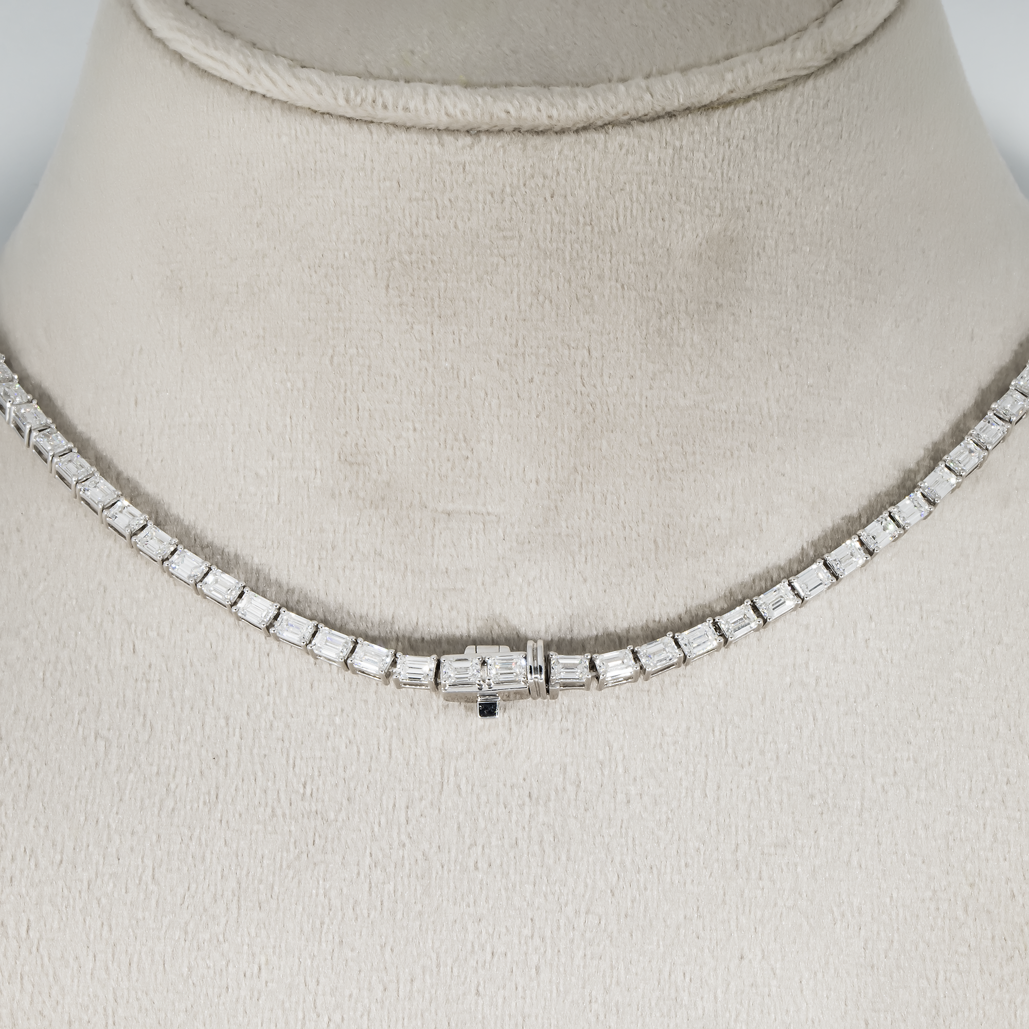 14K White Gold Emerald Cut Diamond Tennis Chain 16.19Ct Chains