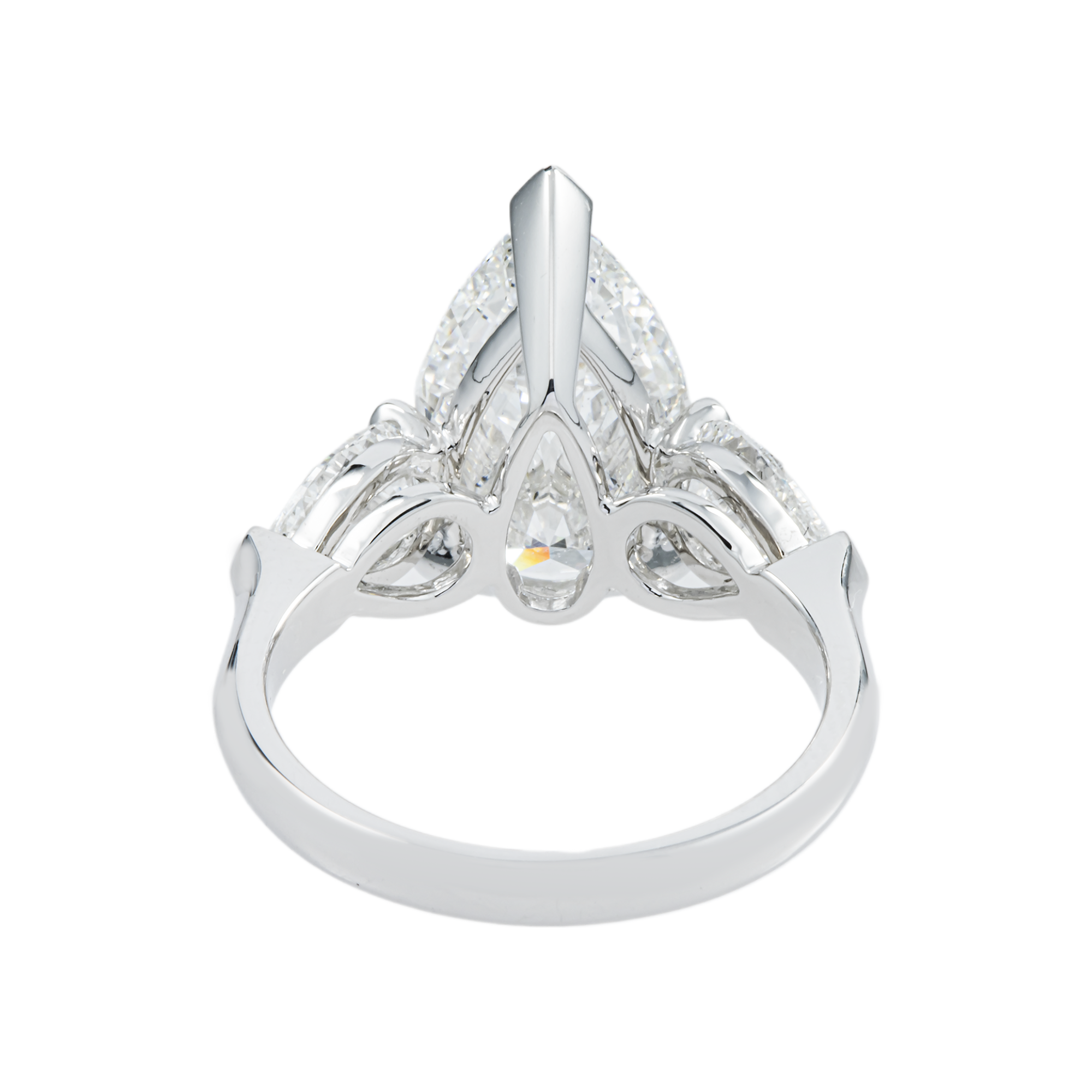 18K White Gold Triple Pear Cut Diamond Engagement Ring 6.73ctw