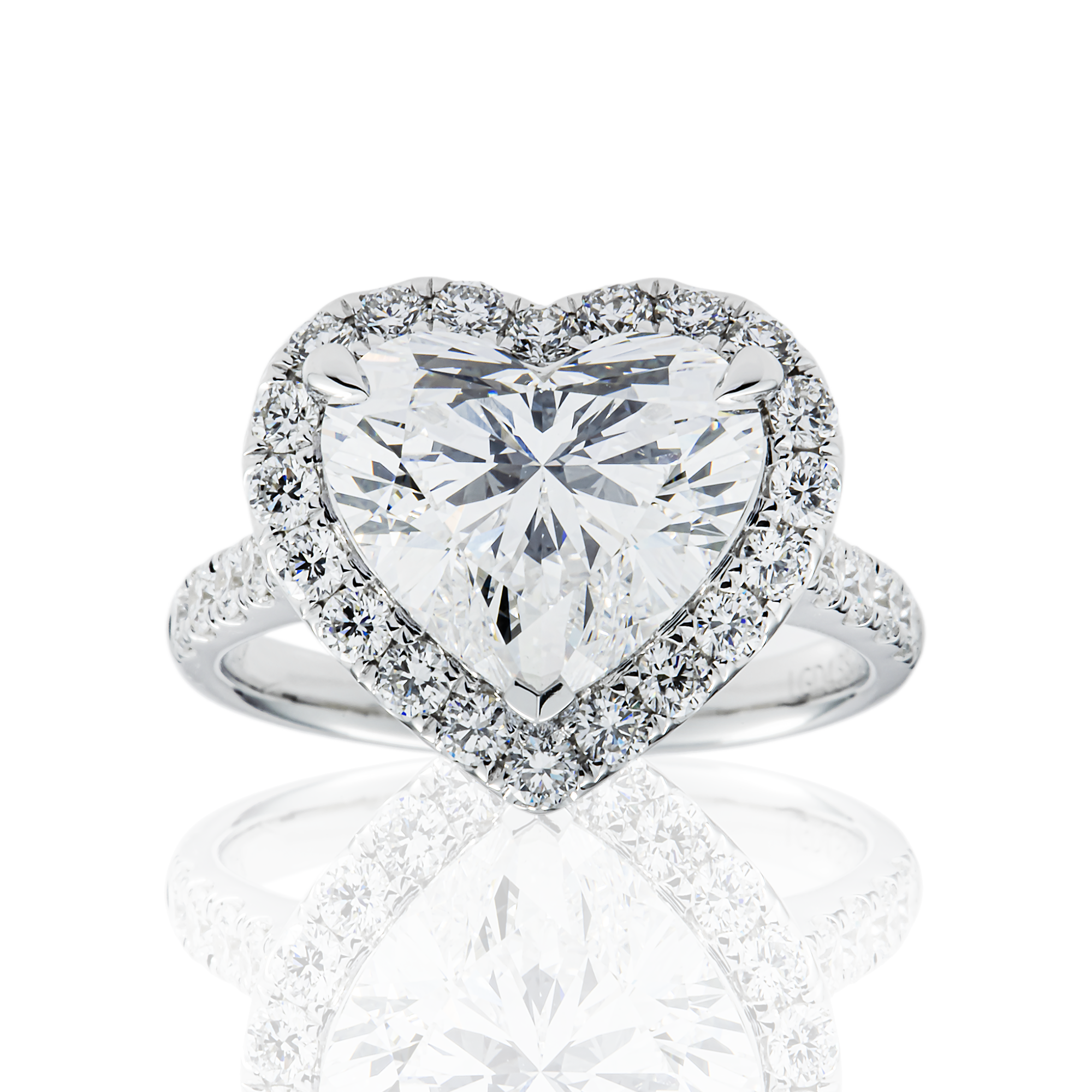 14K White Gold 4.38ct Heart Cut Diamond Engagement Ring 5.31ctw