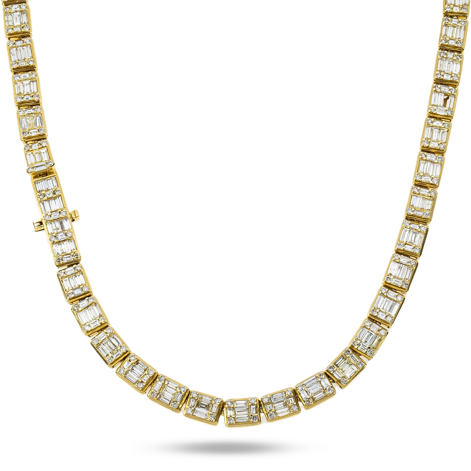 14K Yellow Gold Baguette & Round Diamond Chain 22.33 Chains