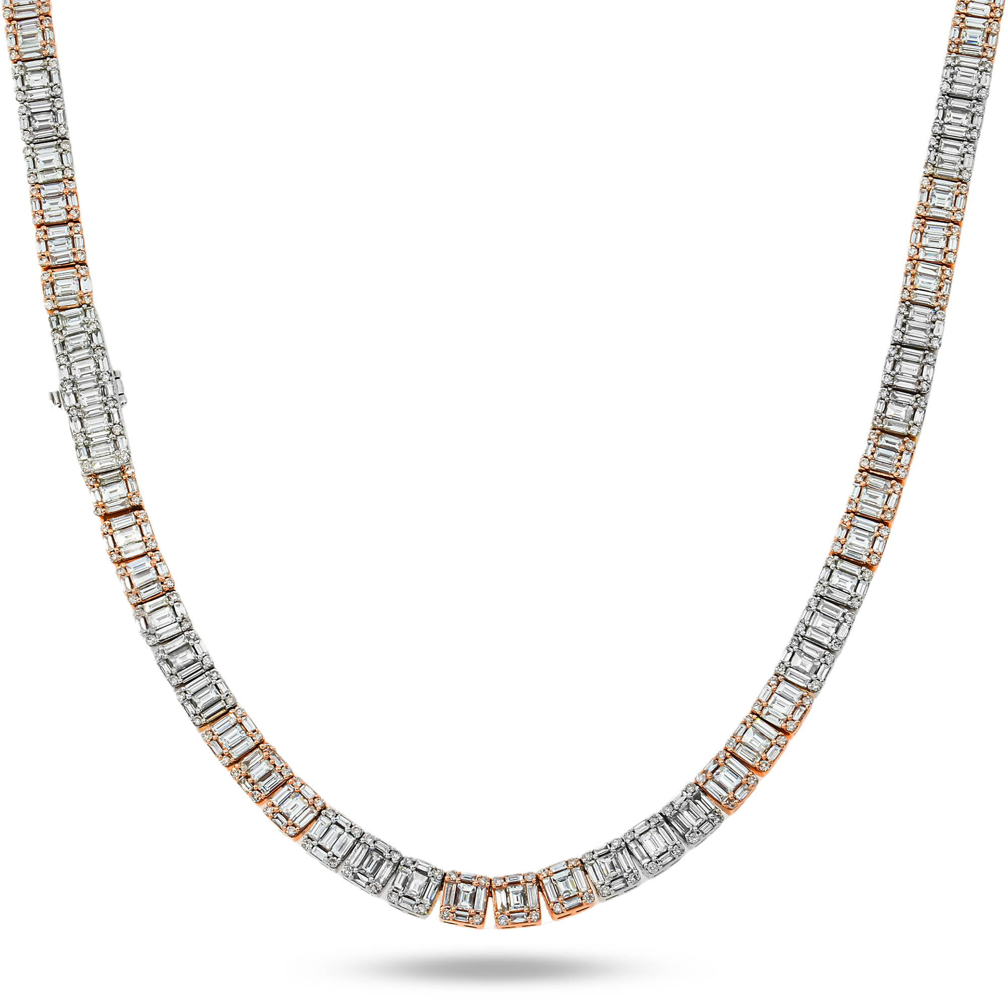 14K Two Tone Baguette & Round Diamond Chain 27.79Ct Chains