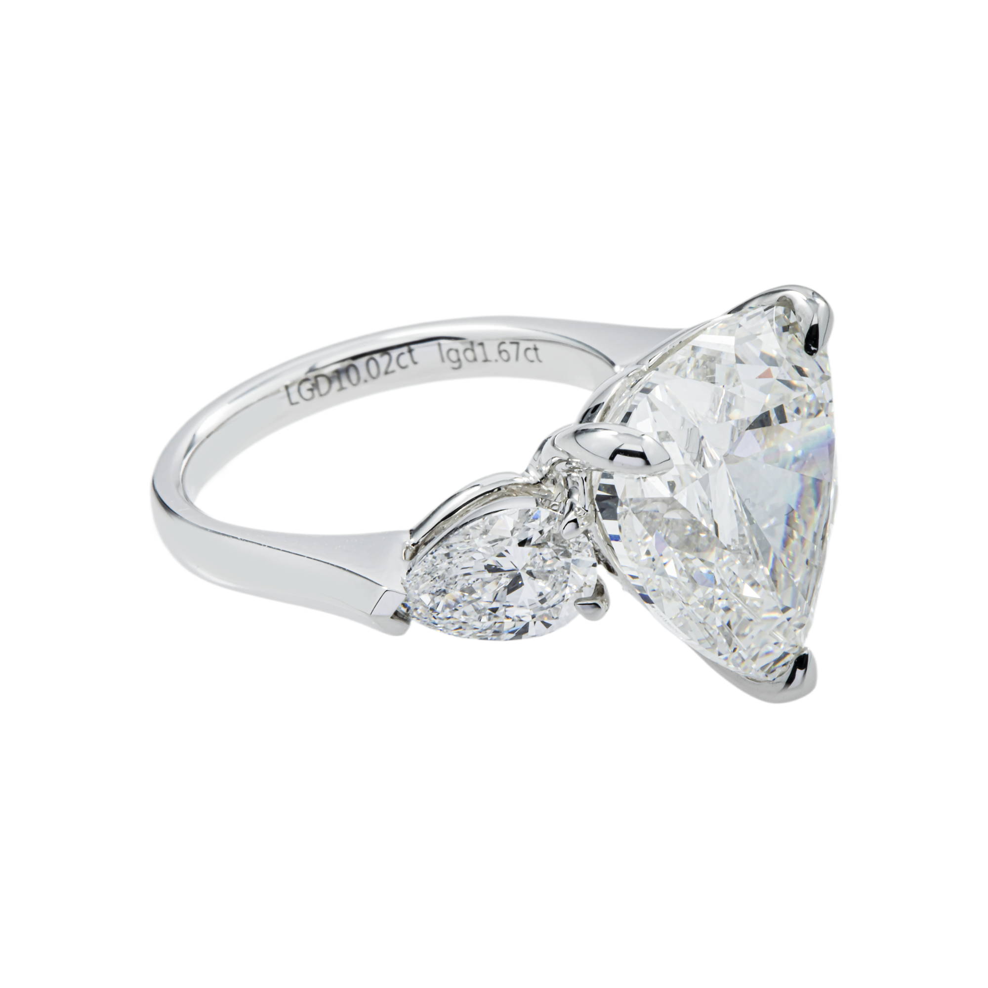 18K White Gold 10.02ct Heart Cut Diamond Engagement Ring 11.69ctw