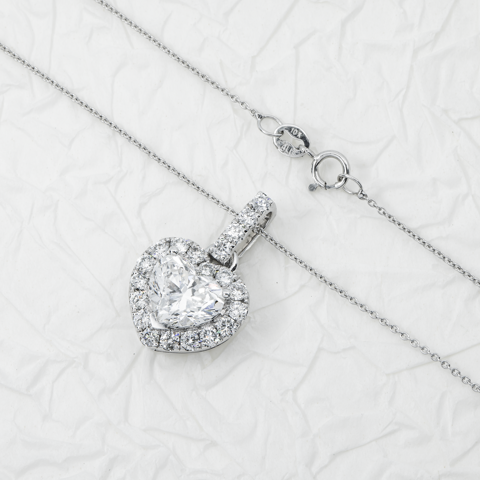 14K & 18K White Gold Heart Cut Pendant Chain Necklace 2.73Ct Necklace