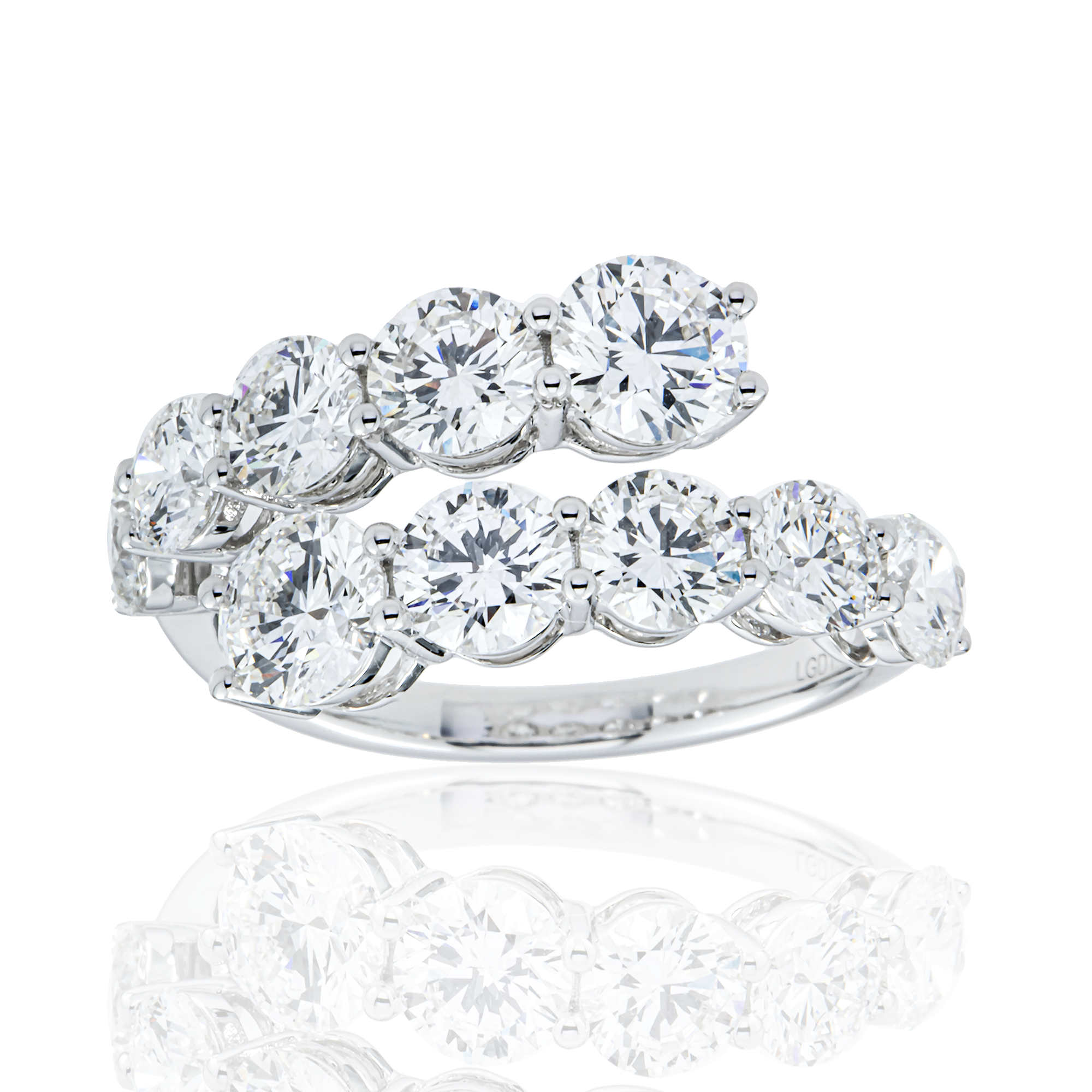 14K White Gold Round Diamond Wrap Ring 3.89ct