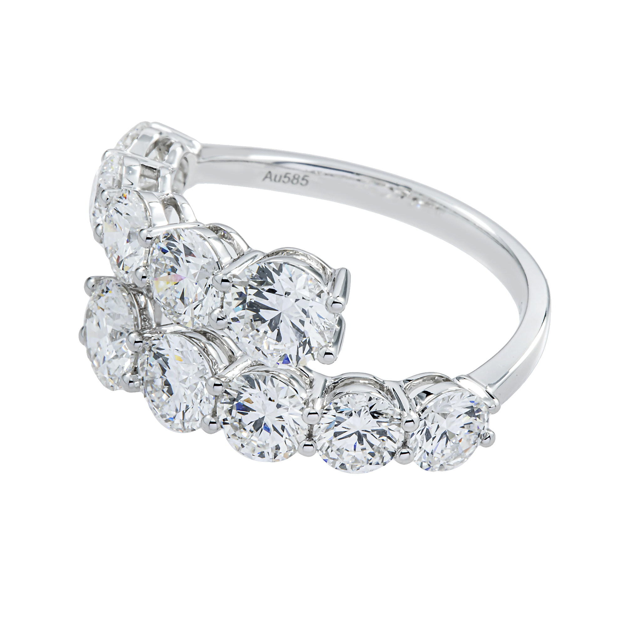 14K White Gold Round Diamond Wrap Ring 3.89ct