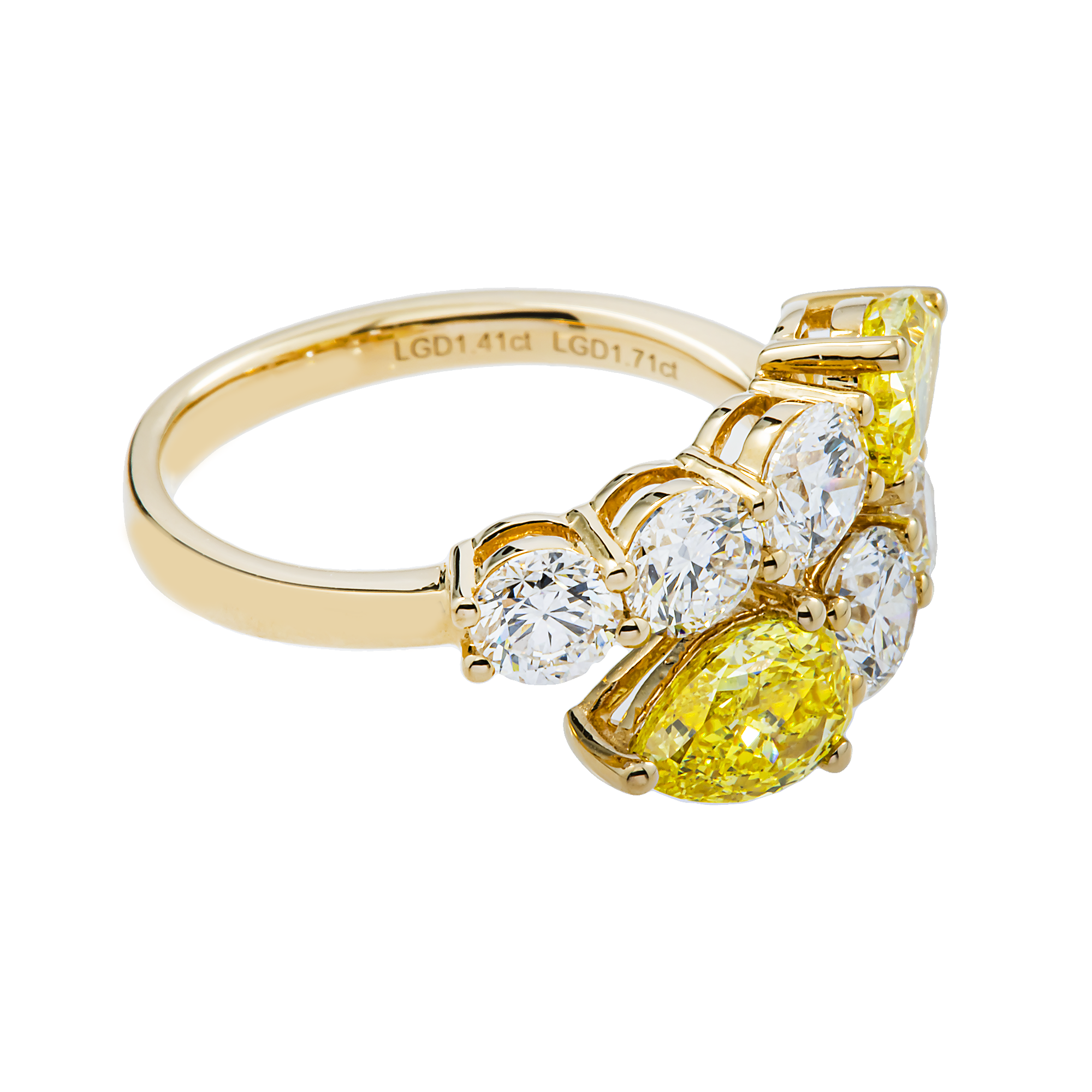 14K White Gold Fancy Yellow & White Diamond Wrap Ring 3.12ct