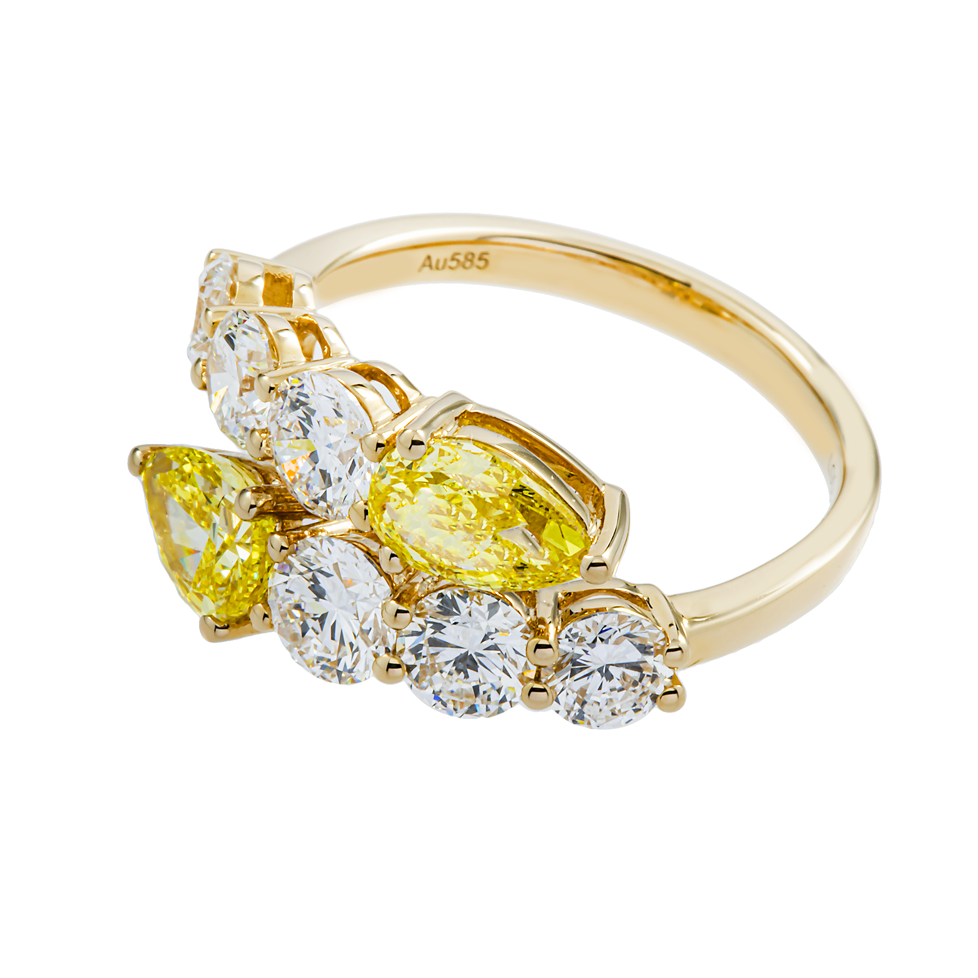 14K White Gold Fancy Yellow & White Diamond Wrap Ring 3.12ct