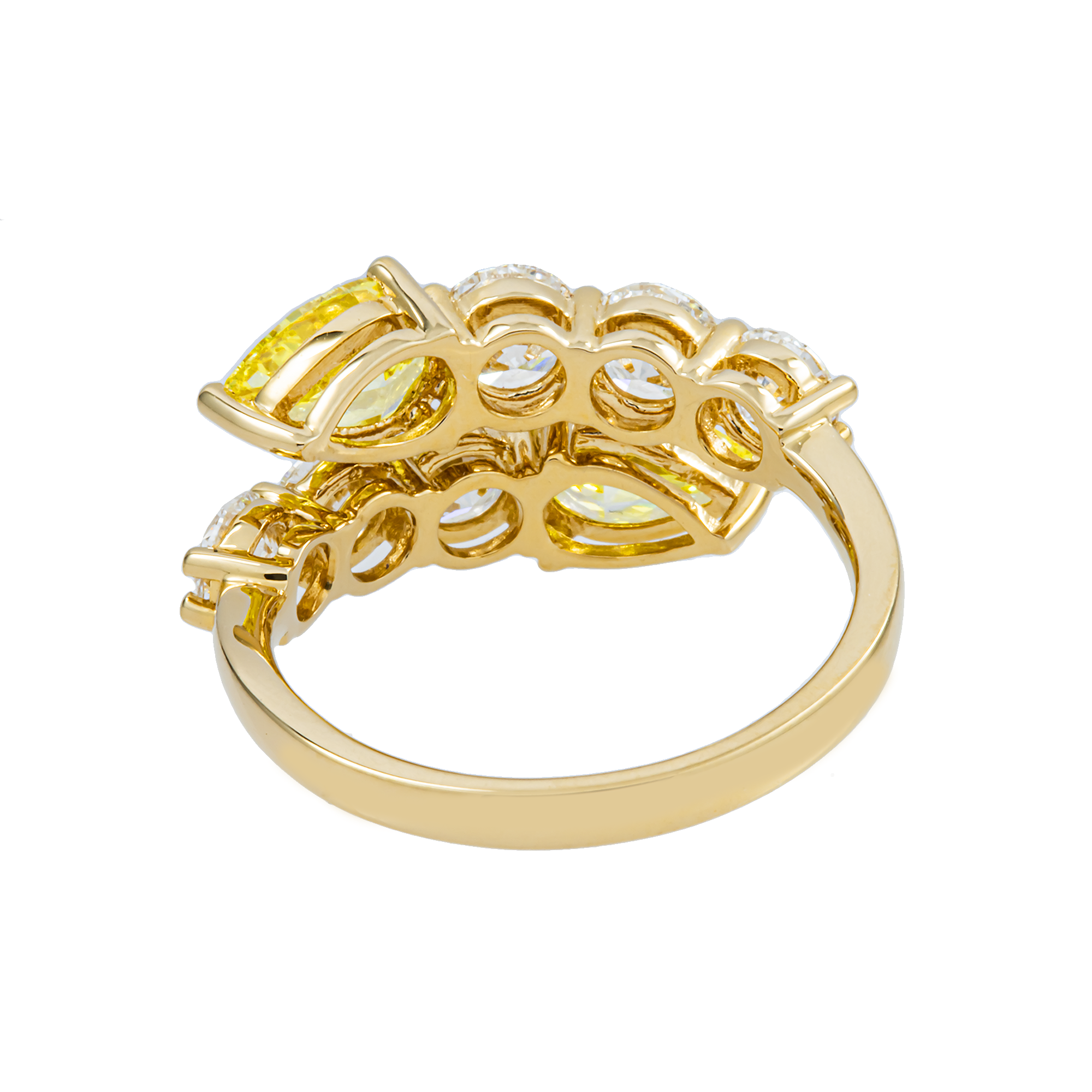 14K White Gold Fancy Yellow & White Diamond Wrap Ring 3.12ct