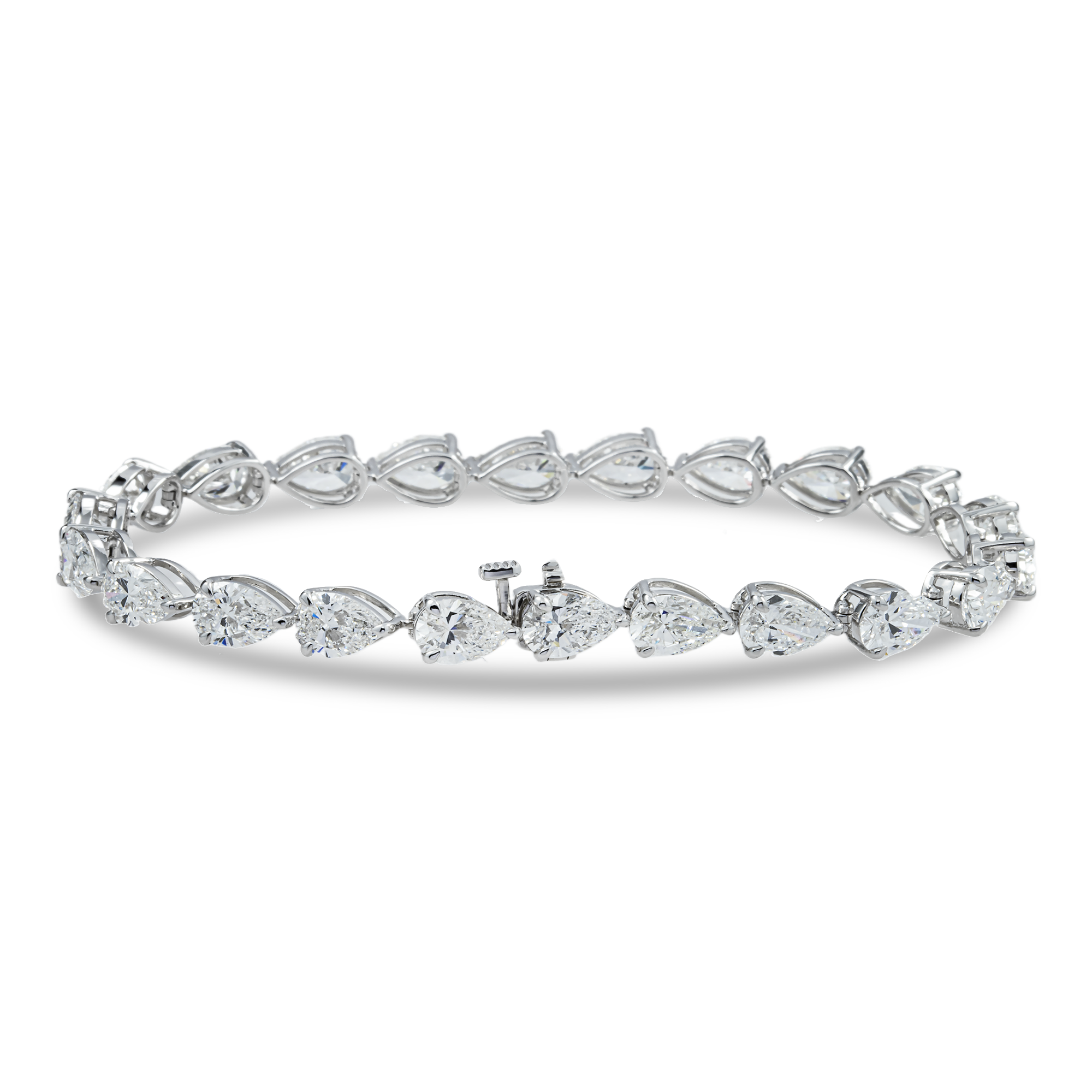 White Gold Pear Cut Diamond Tennis Bracelet 14.52ct