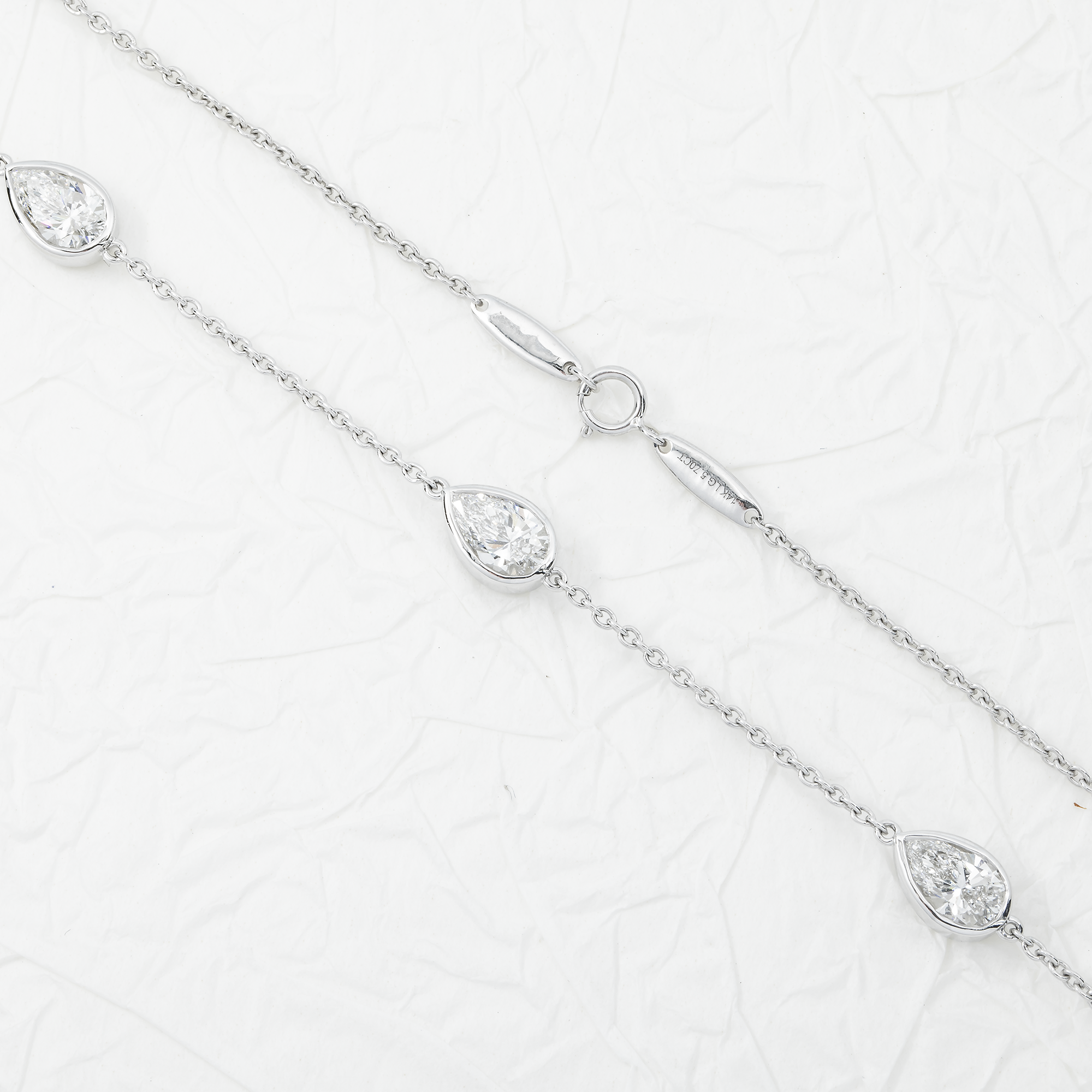 14K White Gold Pear Cut Diamond Satellite Necklace 5.70Ct Necklace