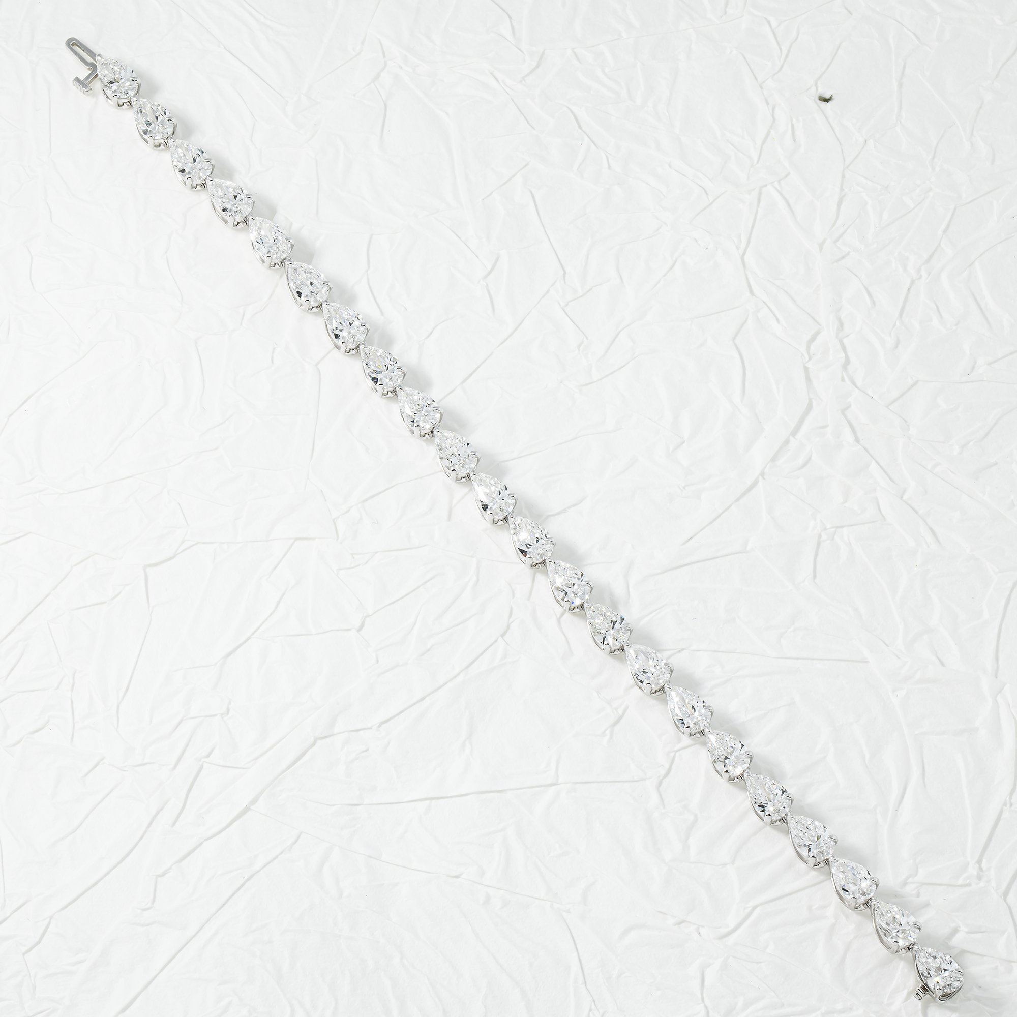White Gold Pear Cut Diamond Tennis Bracelet 14.52ct