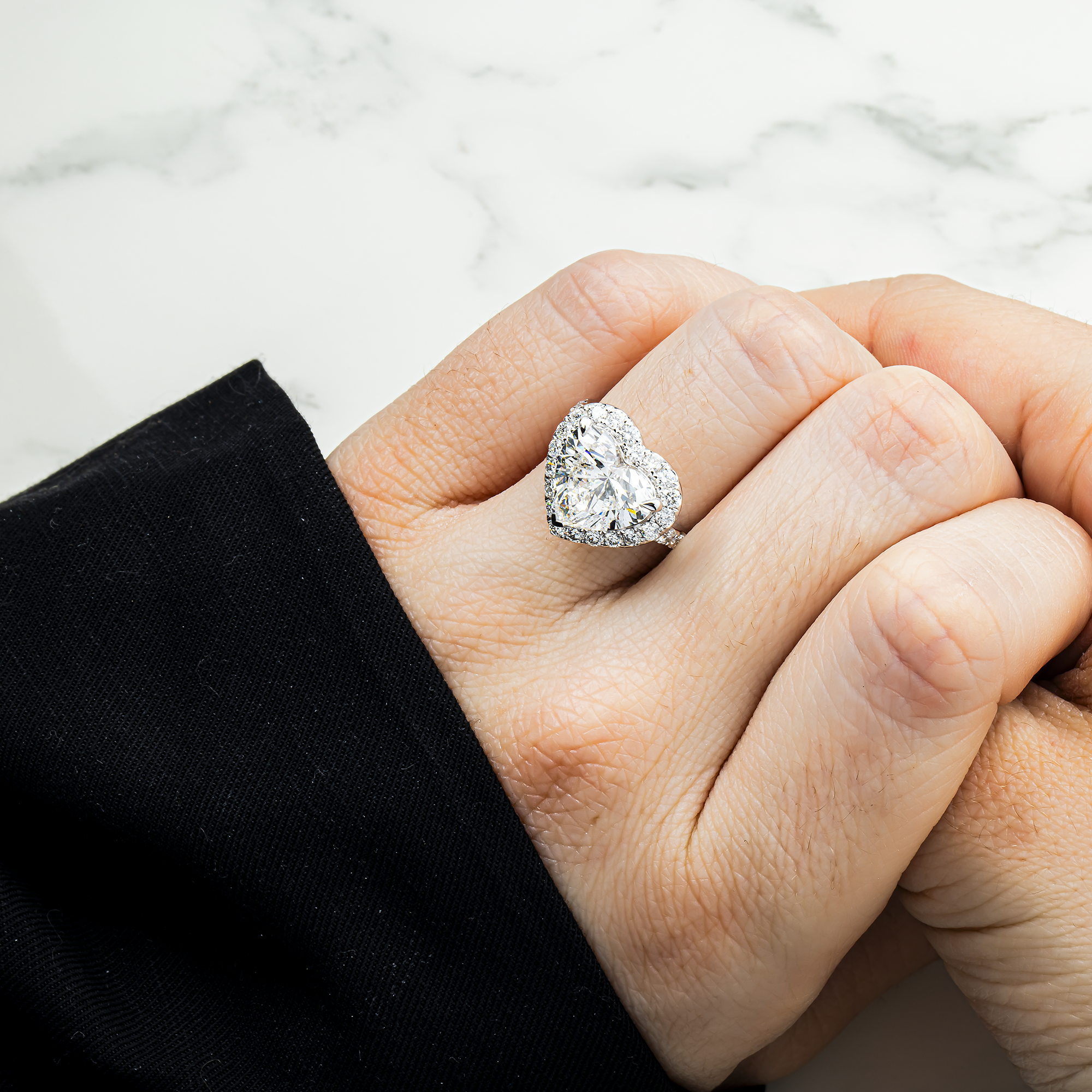 14K White Gold 4.38ct Heart Cut Diamond Engagement Ring 5.31ctw