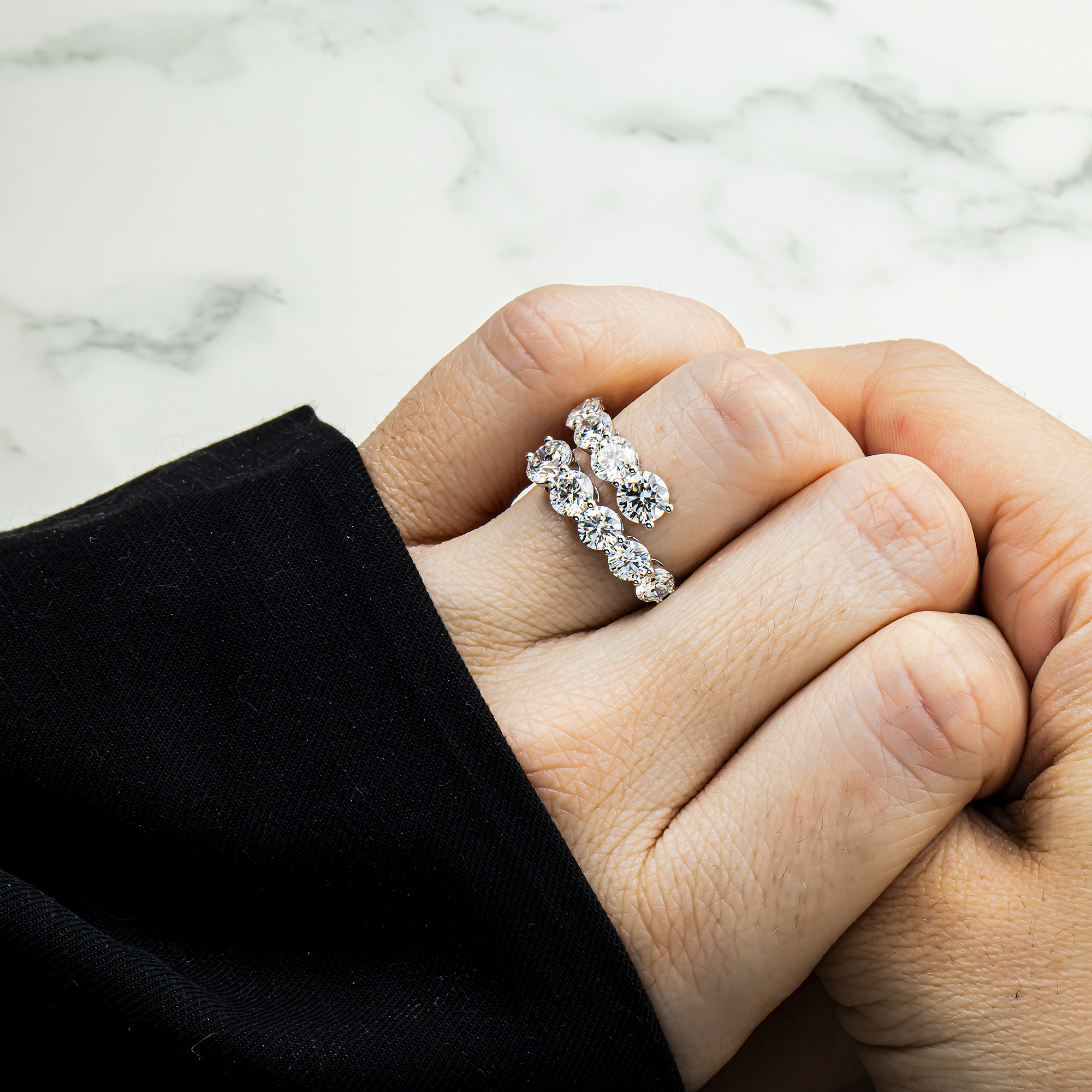 14K White Gold Round Diamond Wrap Ring 3.89ct