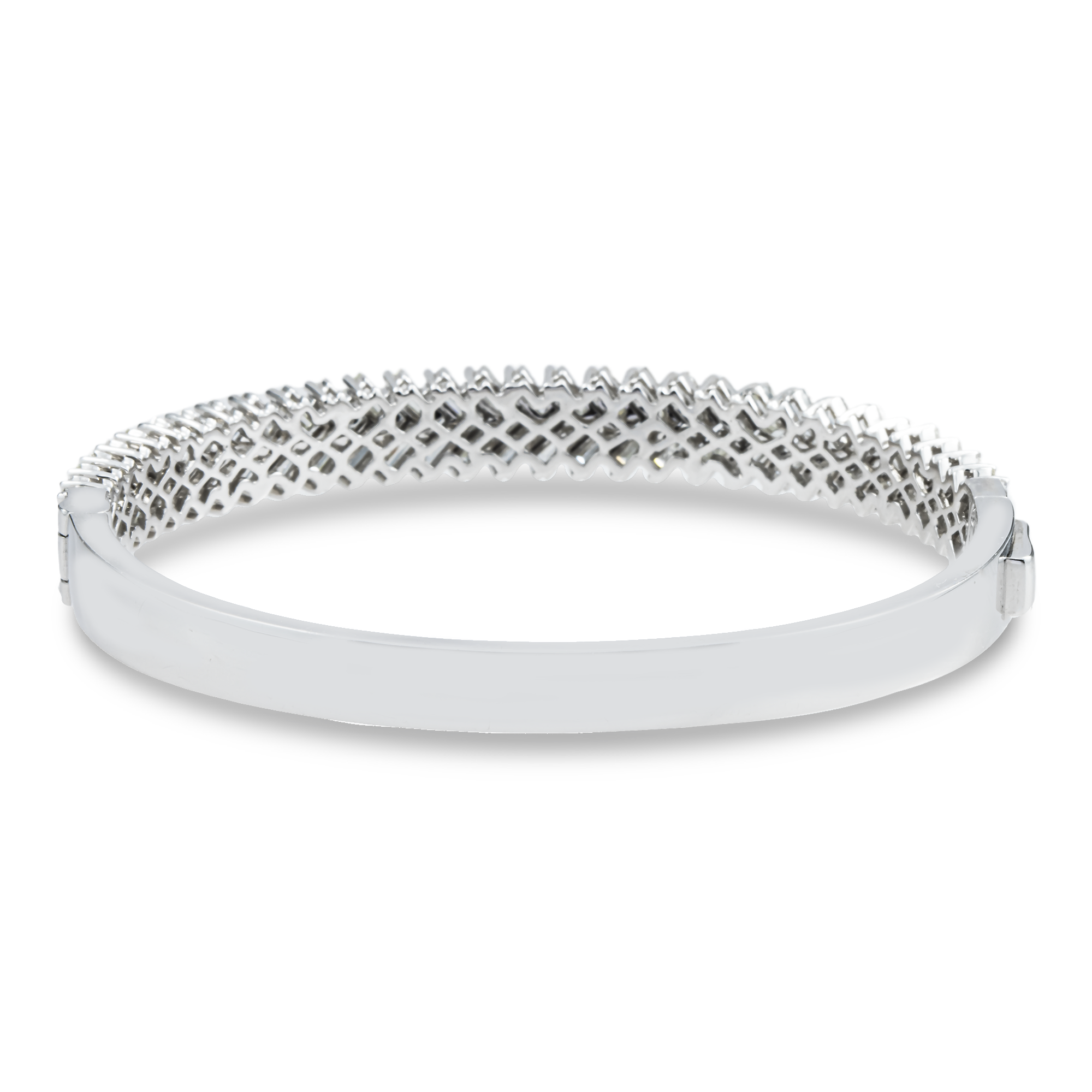 14K White Gold Baguette Diamond Bangle Bracelet 6.11ct