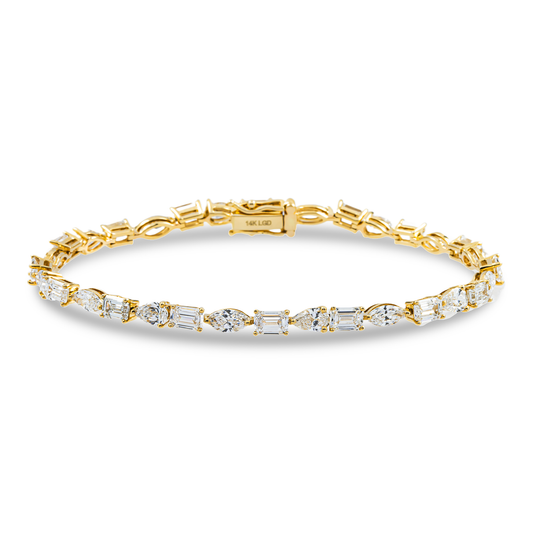 14K Yellow Gold Multi Cut Diamond Bracelet 8.96ct