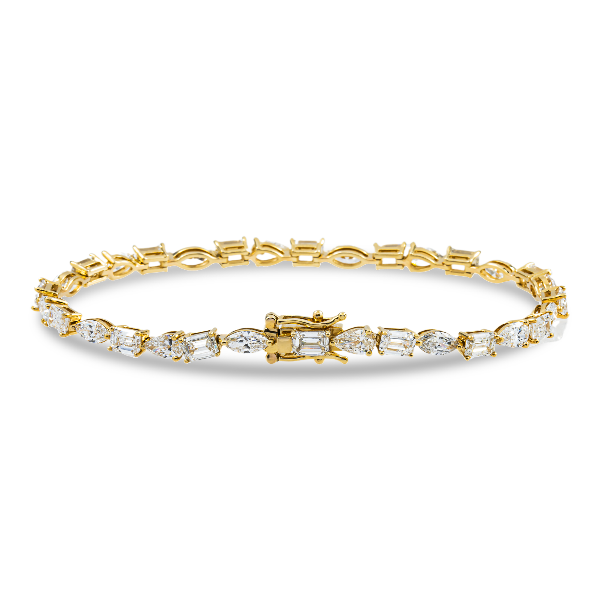 14K Yellow Gold Multi Cut Diamond Bracelet 8.96ct