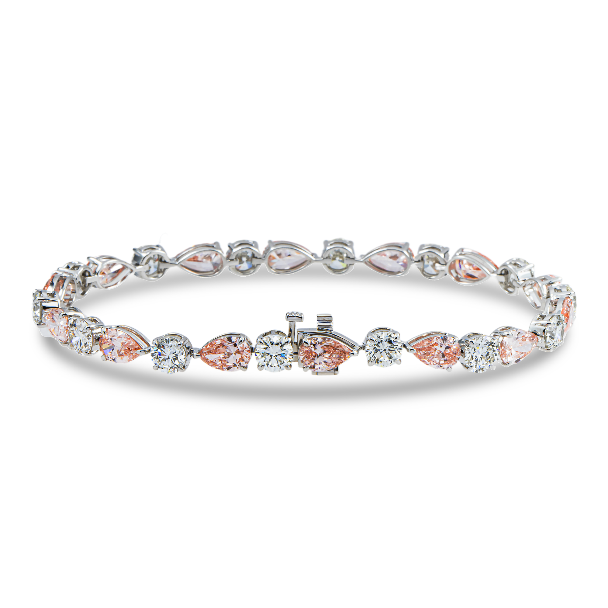 14K White Gold Fancy Pink & White Diamond Bracelet 13.45ct