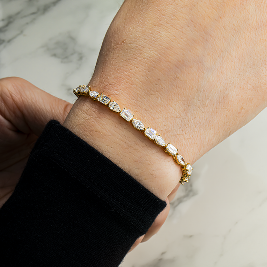 14K Yellow Gold Multi Cut Diamond Bracelet 8.96ct