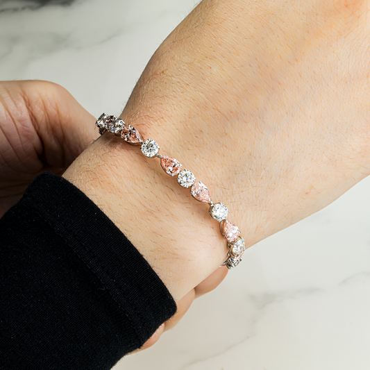14K White Gold Fancy Pink & White Diamond Bracelet 13.45ct
