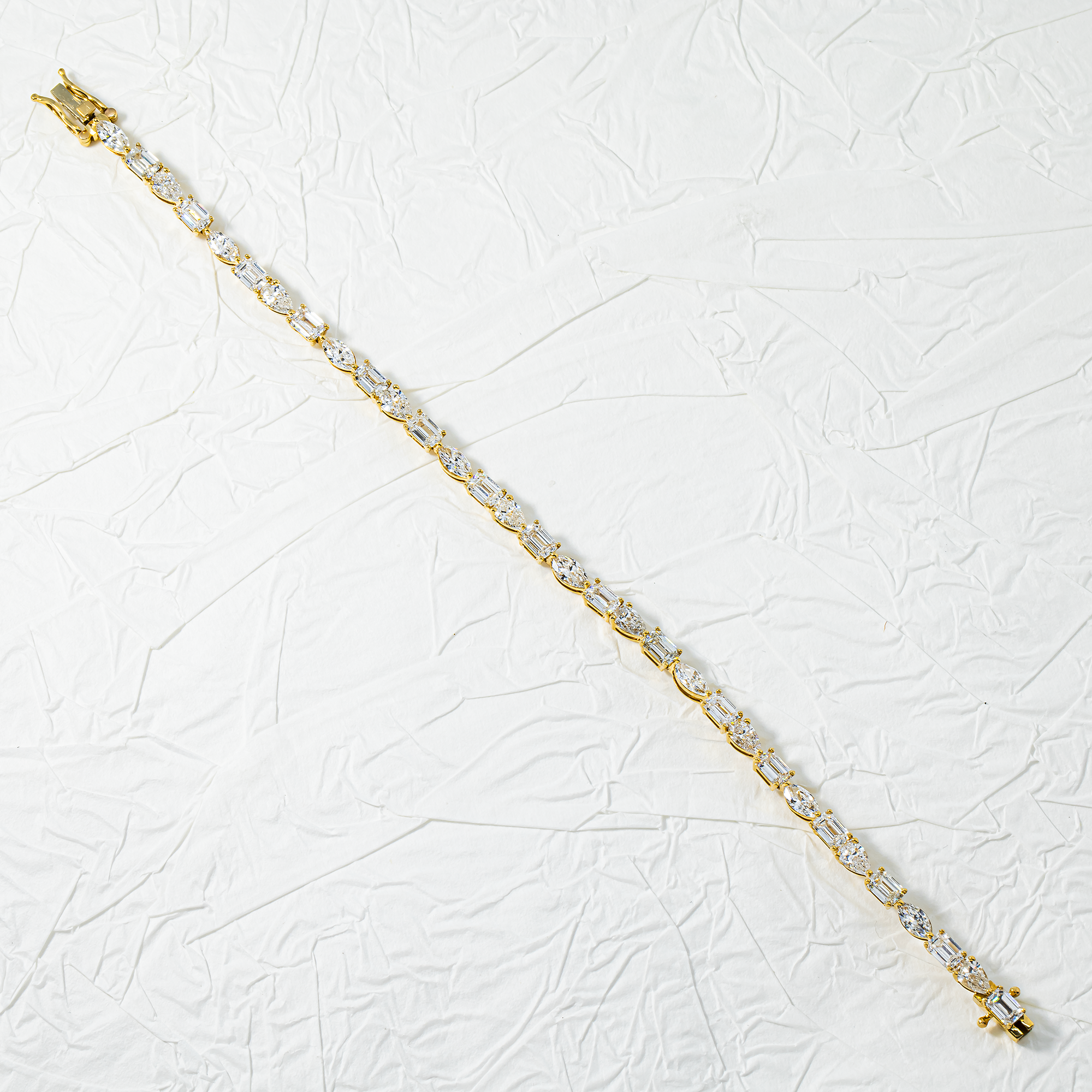 14K Yellow Gold Multi Cut Diamond Bracelet 8.96ct