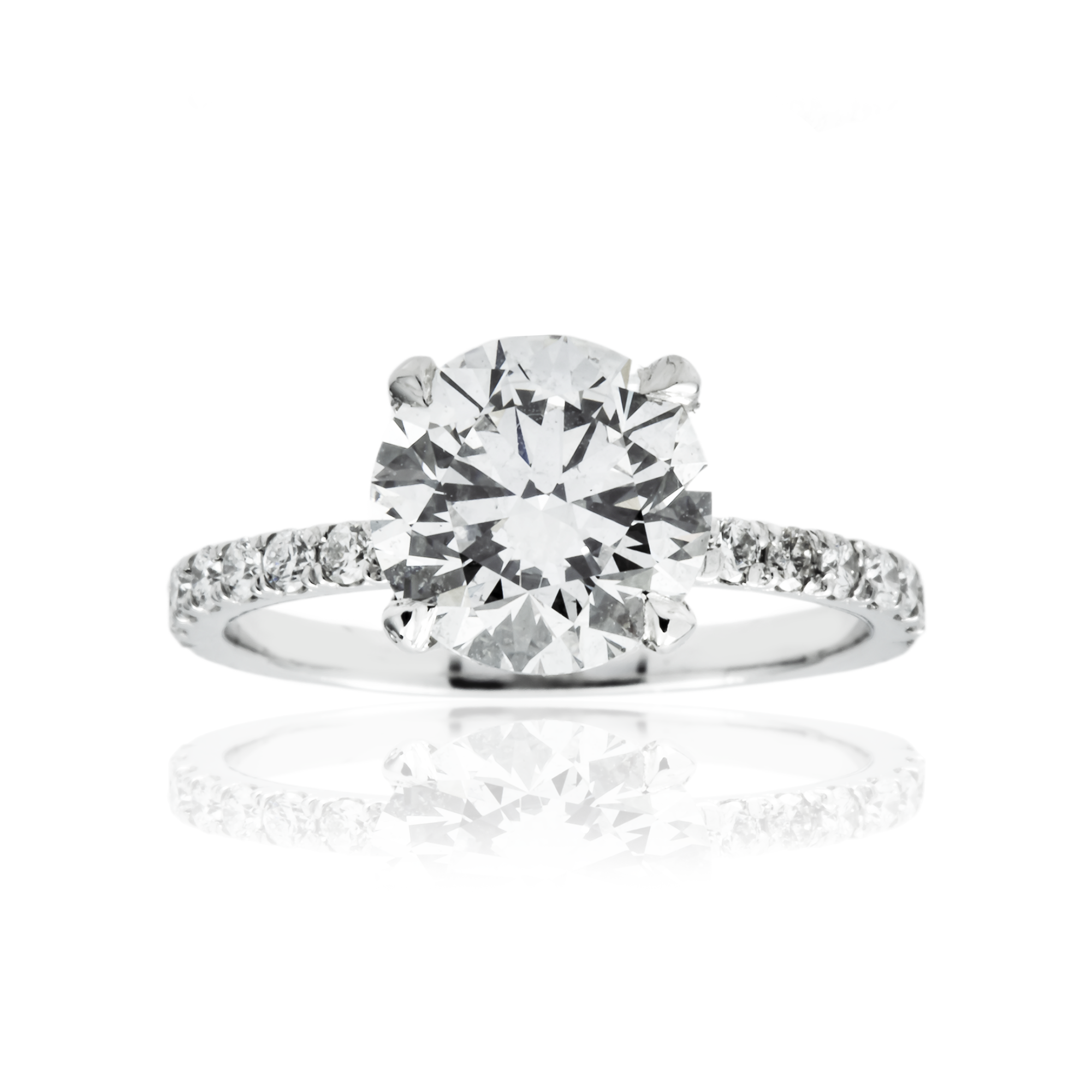 Platinum 2.18ct Round Diamond Engagement Ring 2.58ctw