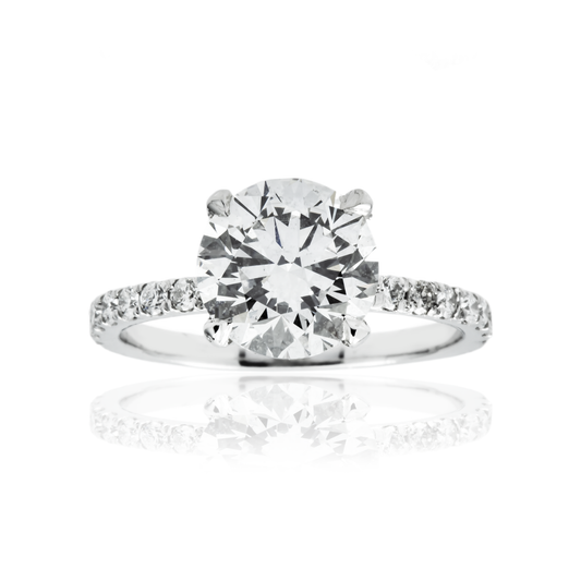 Platinum 2.18ct Round Diamond Engagement Ring 2.58ctw
