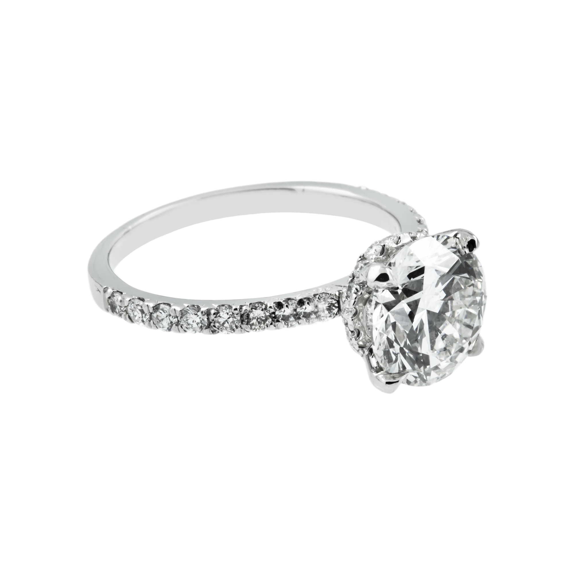 Platinum 2.18ct Round Diamond Engagement Ring 2.58ctw