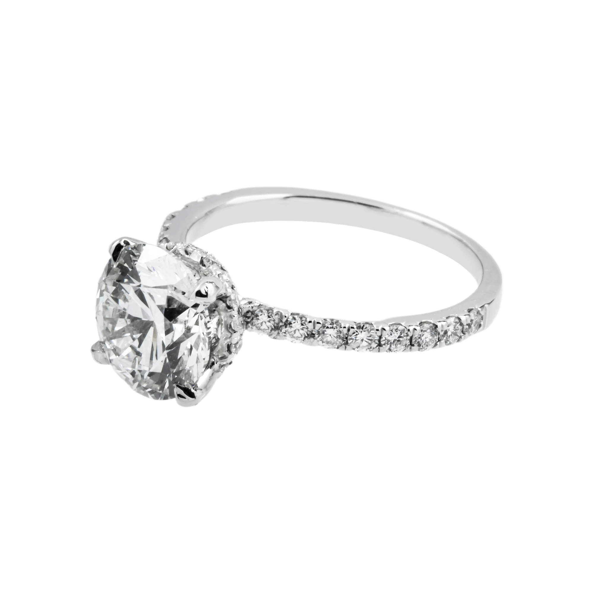 Platinum 2.18ct Round Diamond Engagement Ring 2.58ctw