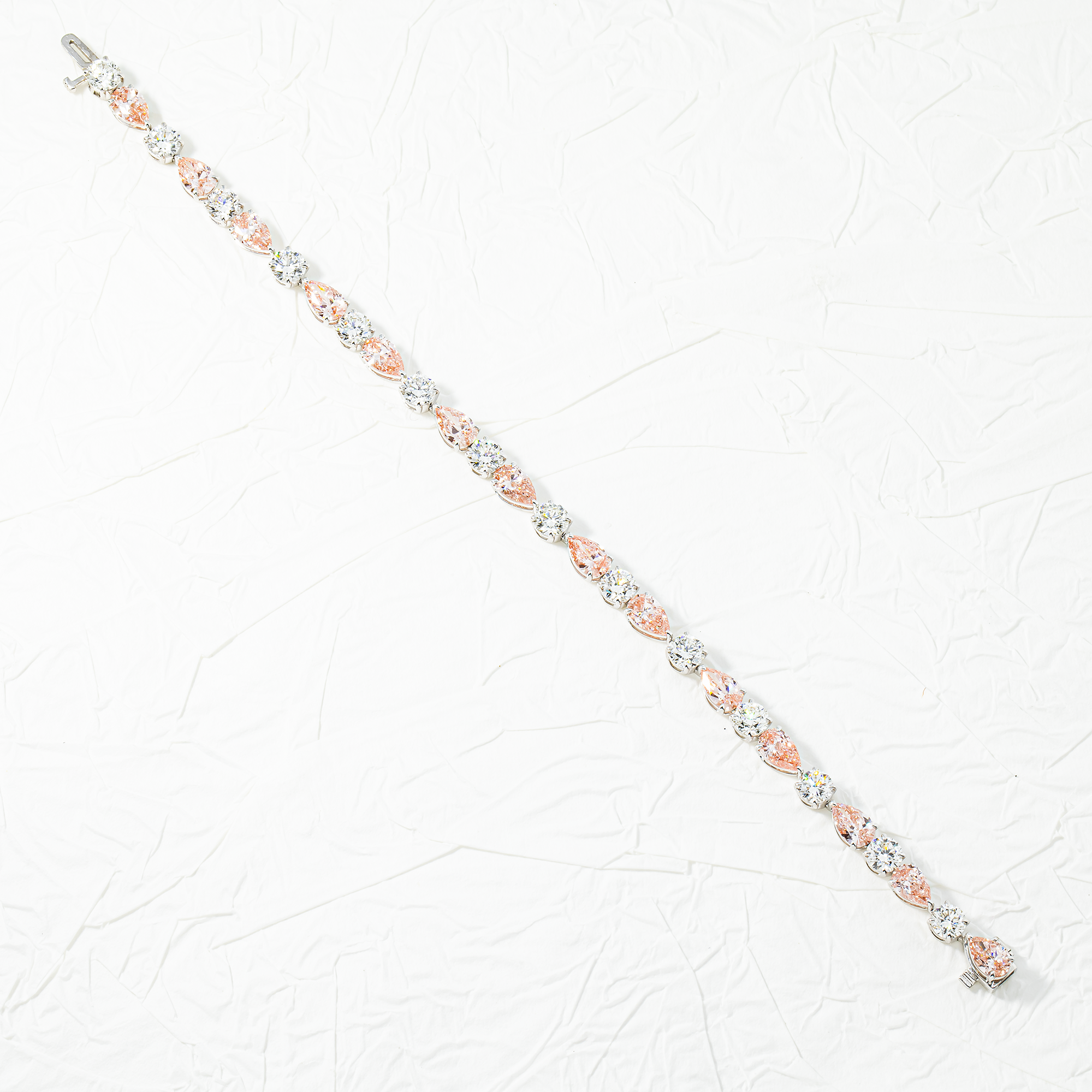 14K White Gold Fancy Pink & White Diamond Bracelet 13.45ct