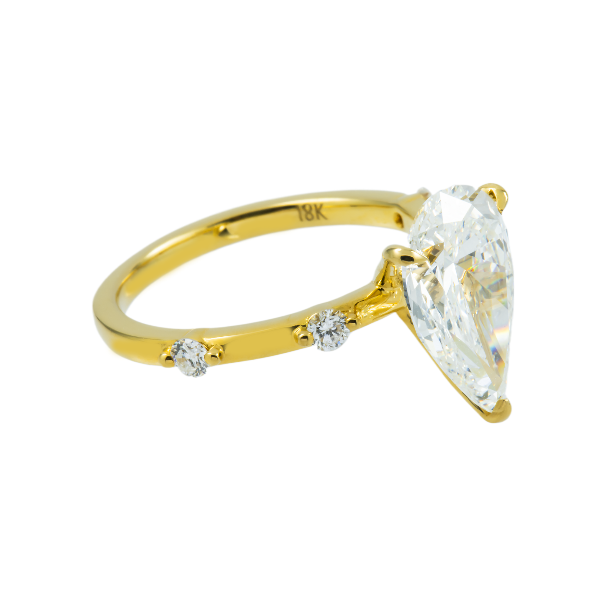 18K Yellow Gold 3.08ct Pear Diamond Engagement Ring 3.32ct