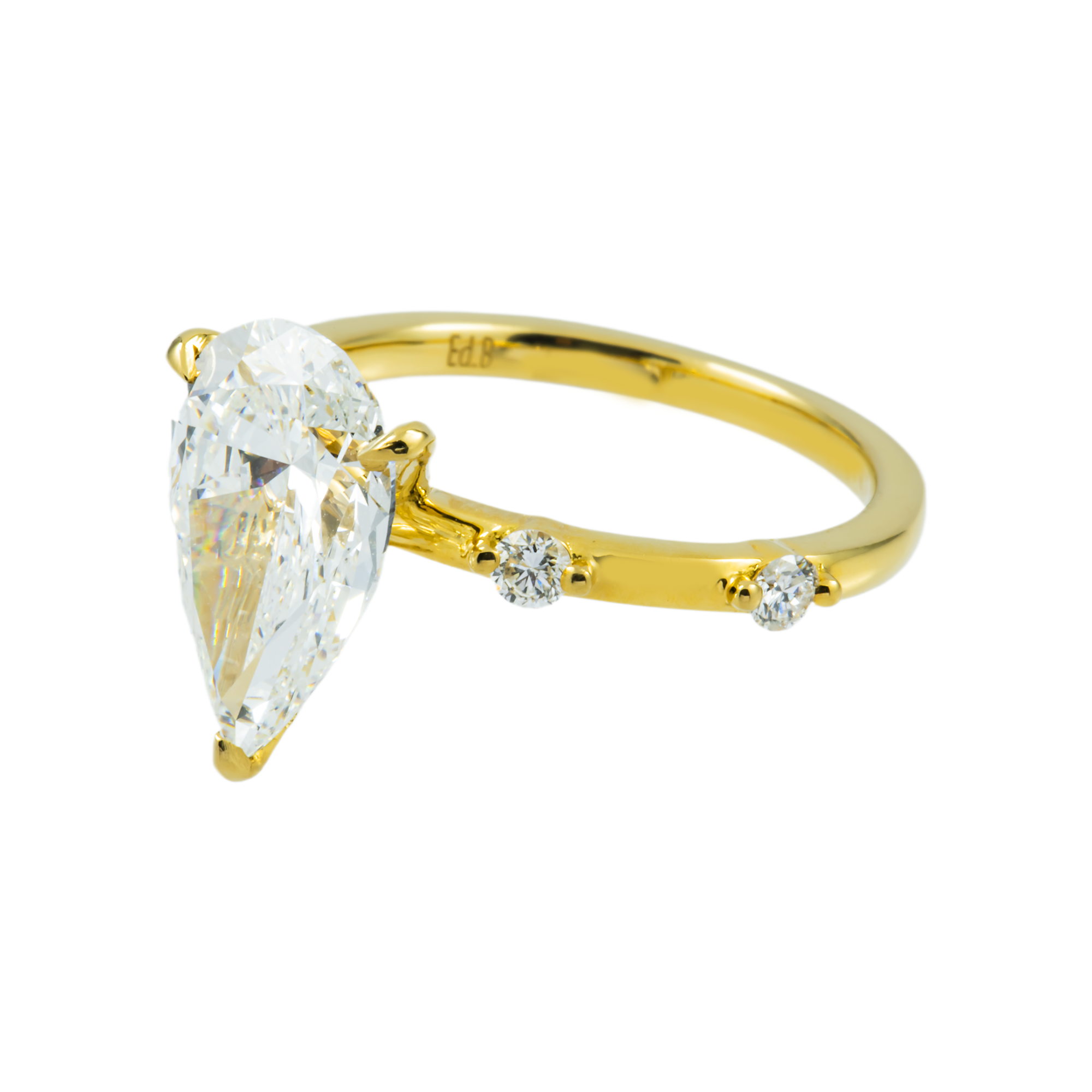 18K Yellow Gold 3.08ct Pear Diamond Engagement Ring 3.32ct