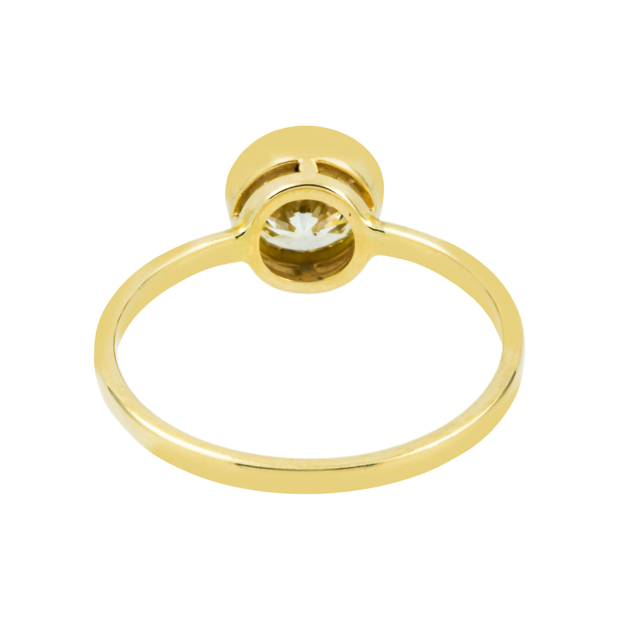 14K Yellow Gold Bezel Set Solitaire Round Diamond Ring 0.97ct