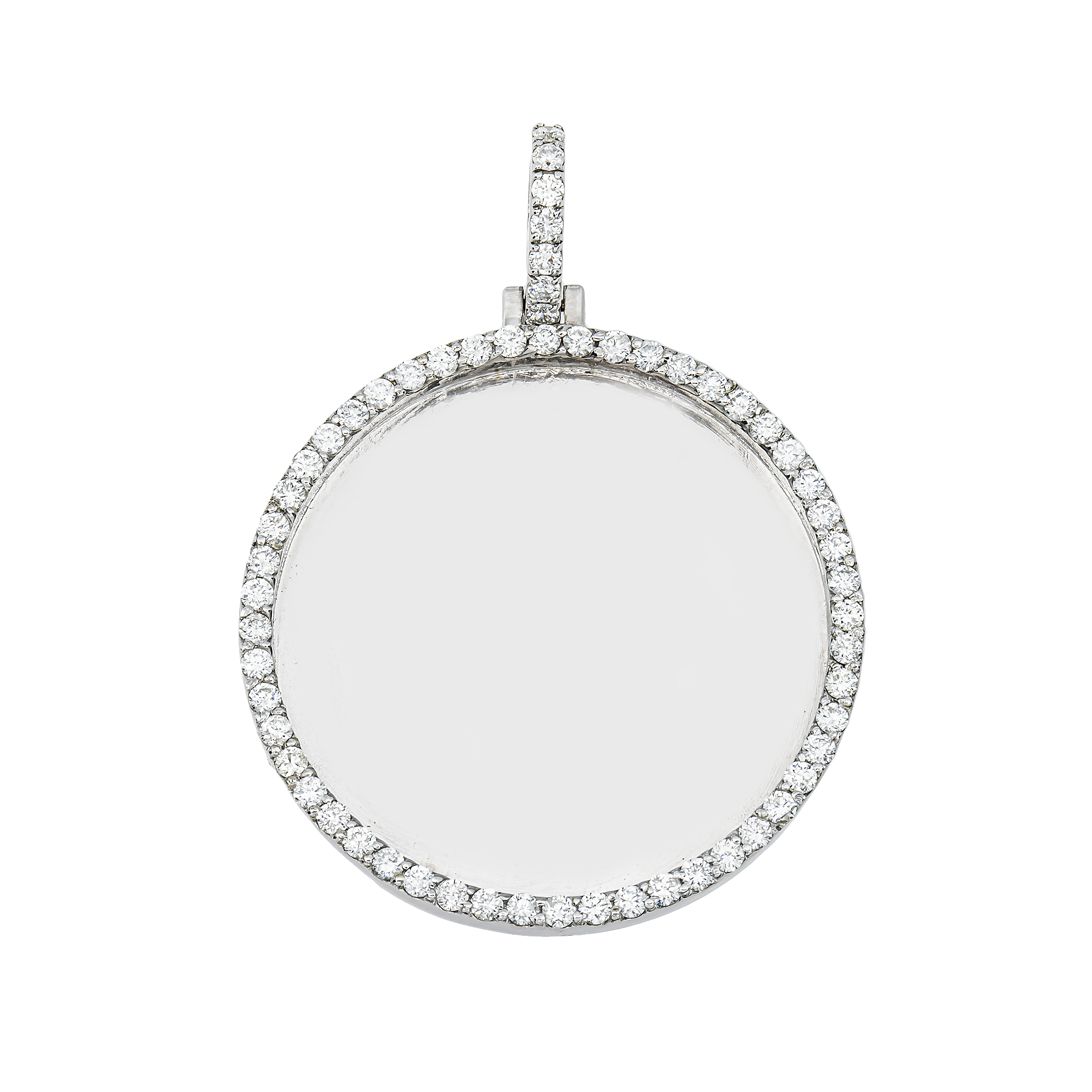 Add Your Own Photo 1.5" - Solid 14K White Gold Diamond Picture Pendant 2.40ct