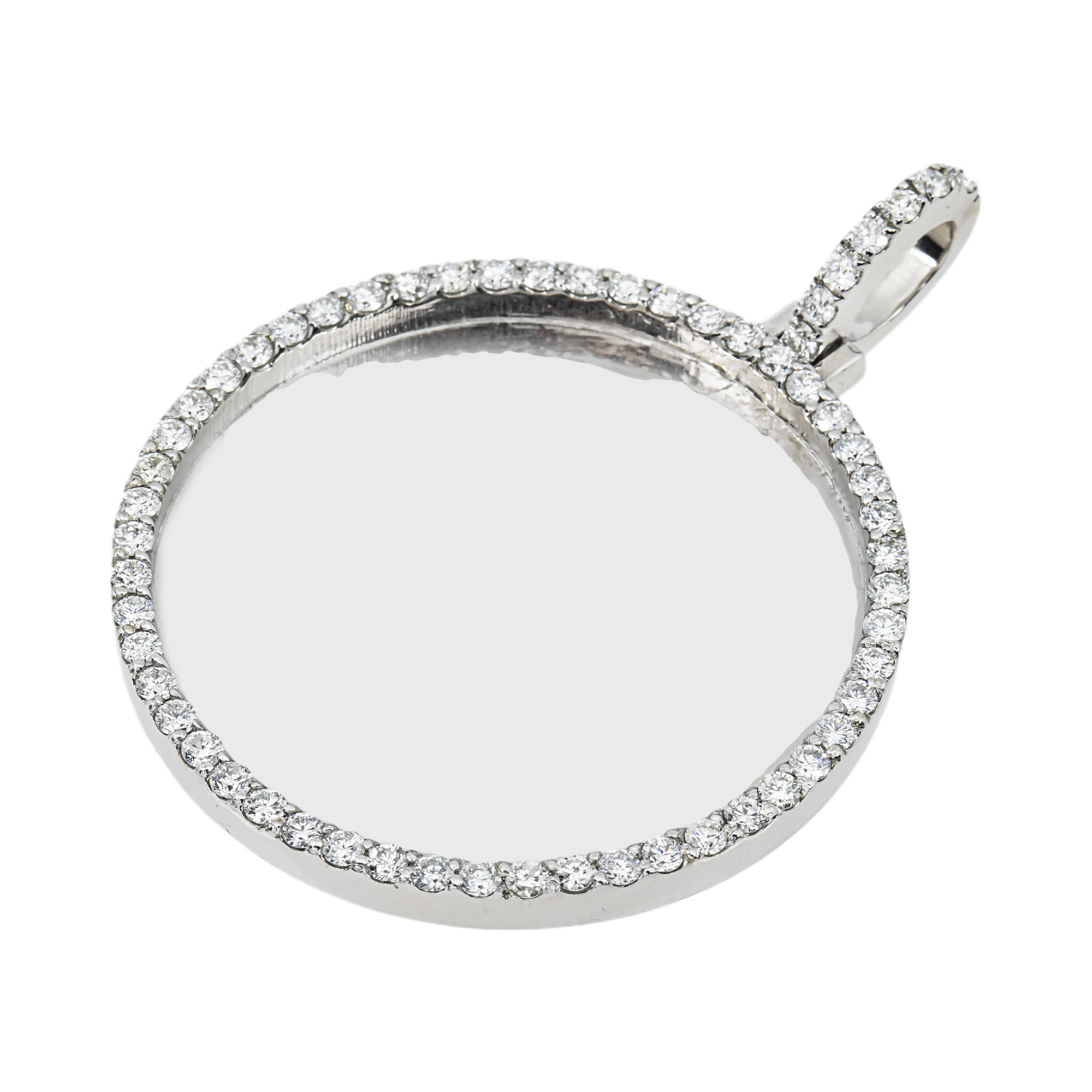 Add Your Own Photo 1.5" - Solid 14K White Gold Diamond Picture Pendant 2.40ct