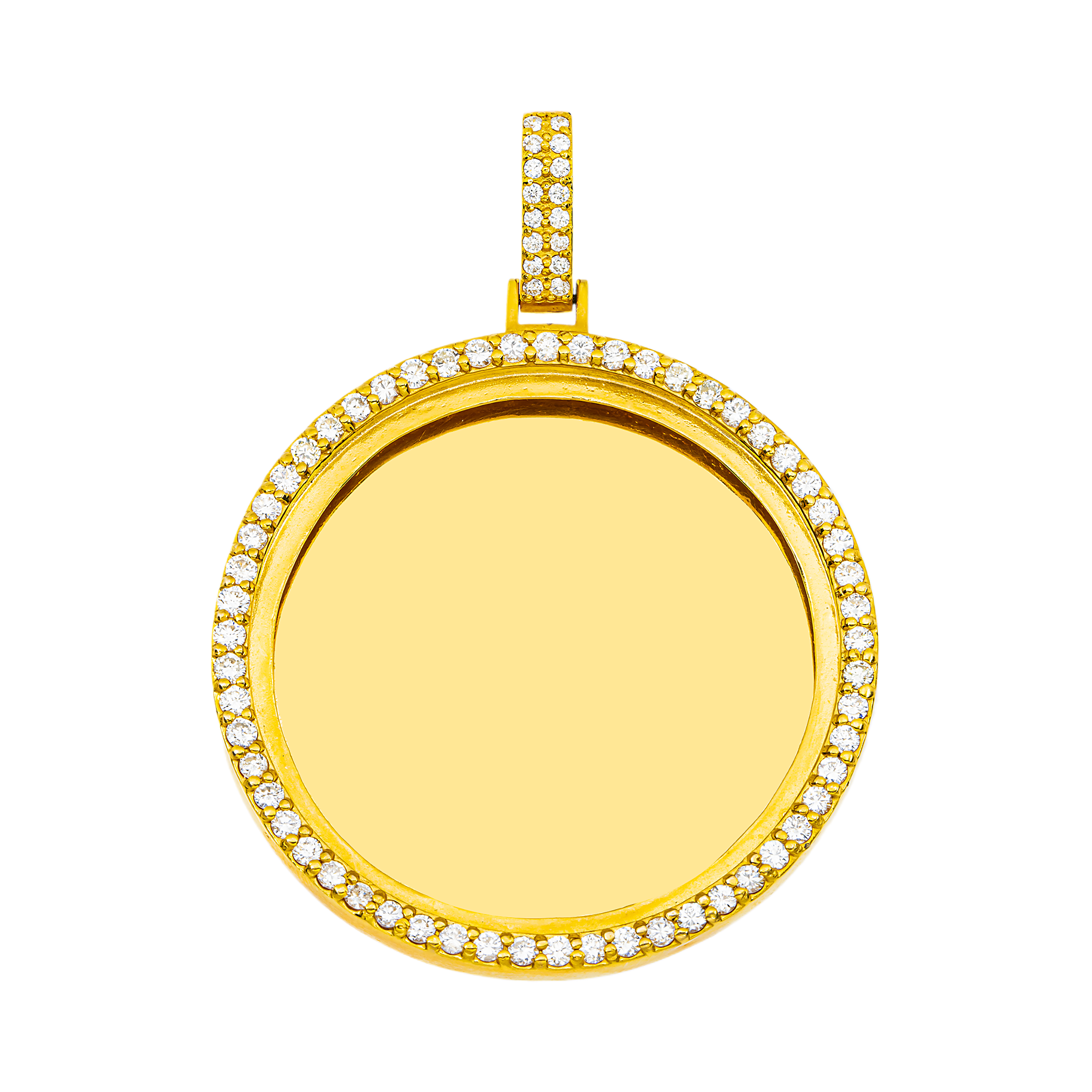 Add Your Own Photo 2" - Solid 14K Yellow Gold Diamond Picture Pendant 3.20ct