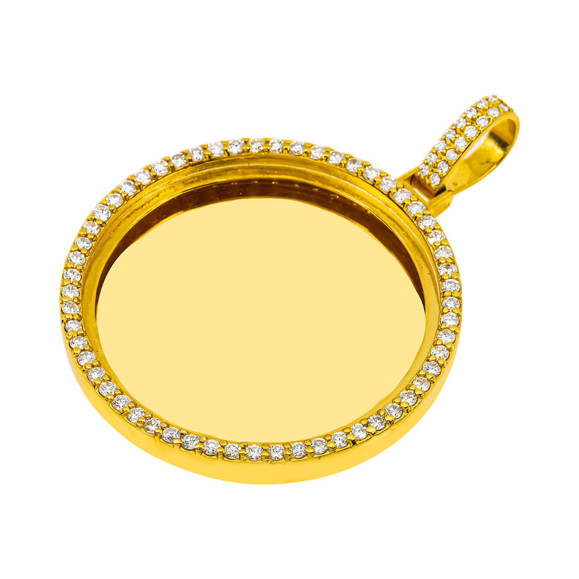Add Your Own Photo 2" - Solid 14K Yellow Gold Diamond Picture Pendant 3.20ct