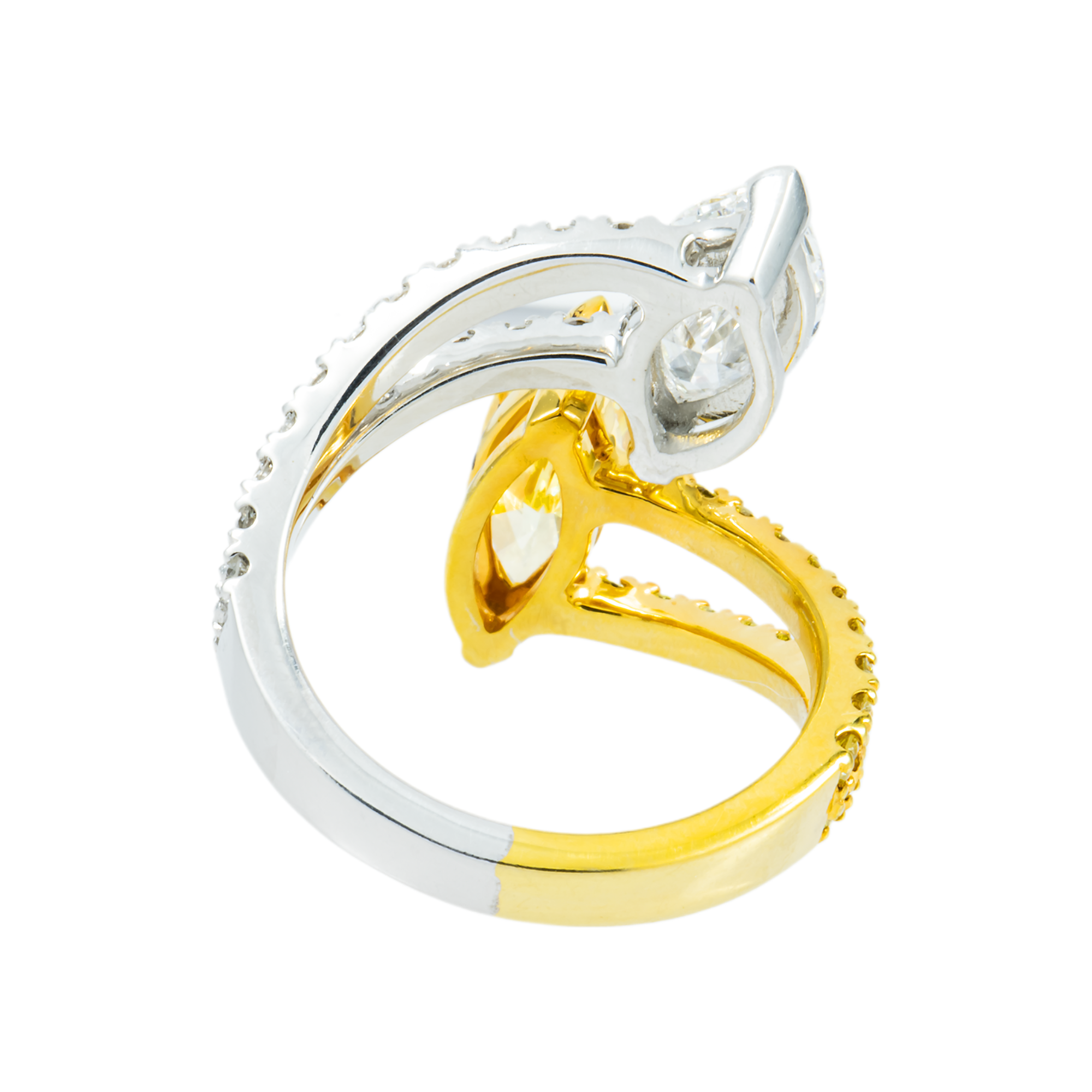 IGI 14K Two Tone Fancy Yellow & White Diamond Wrap Ring 6.30ctw